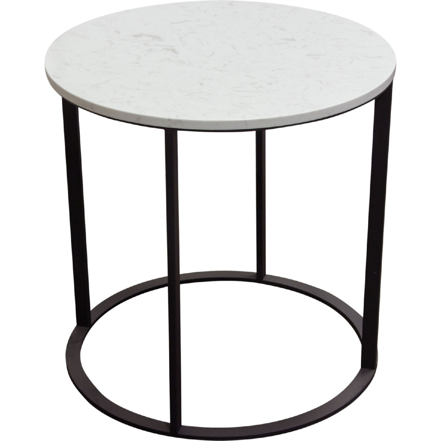 Diamond Sofa - Surface Round End Table with Engineered Marble Top & Black Powder Coated Metal Base