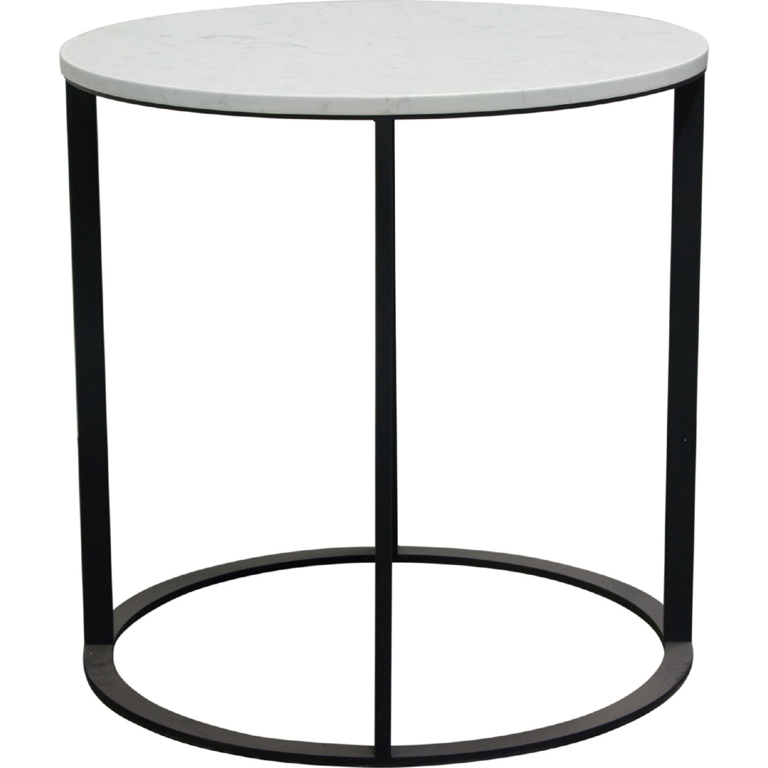 Diamond Sofa - Surface Round End Table with Engineered Marble Top & Black Powder Coated Metal Base