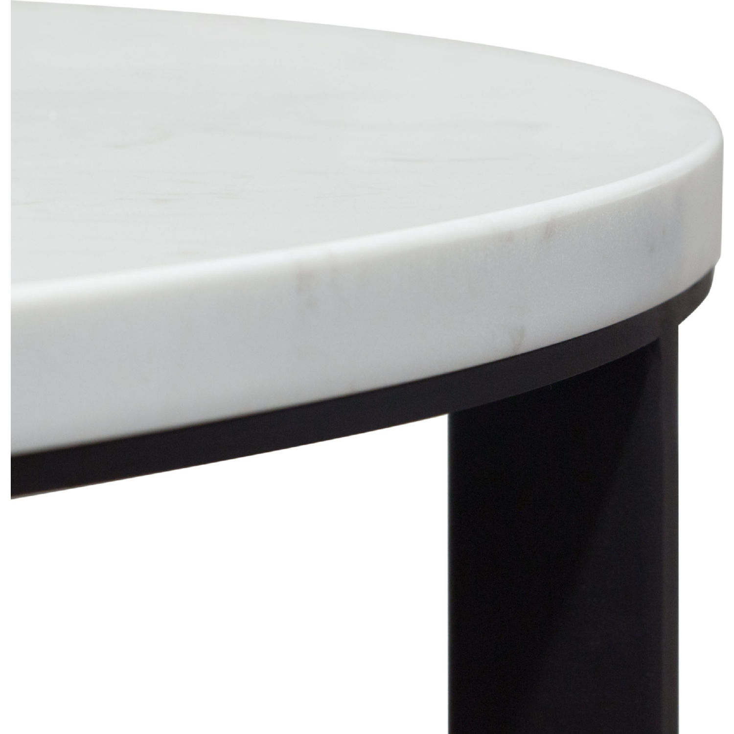 Diamond Sofa - Surface Round End Table with Engineered Marble Top & Black Powder Coated Metal Base