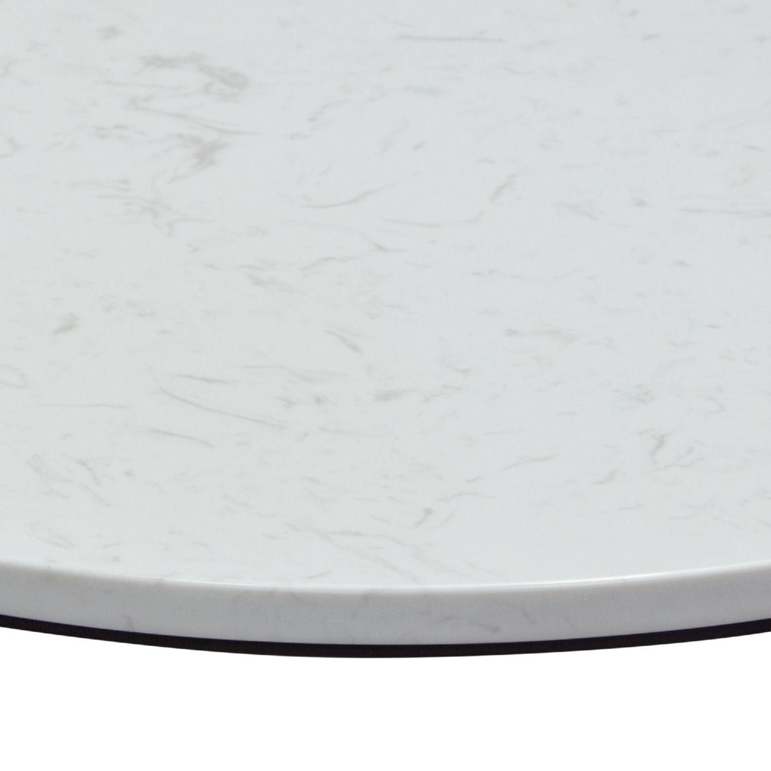 Diamond Sofa - Surface Round End Table with Engineered Marble Top & Black Powder Coated Metal Base