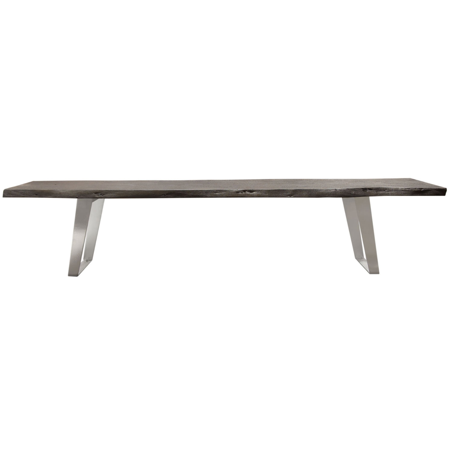 Diamond Sofa - Titan Solid Acacia Wood Accent Bench with Silver Metal Inlay & Base in Espresso Finish