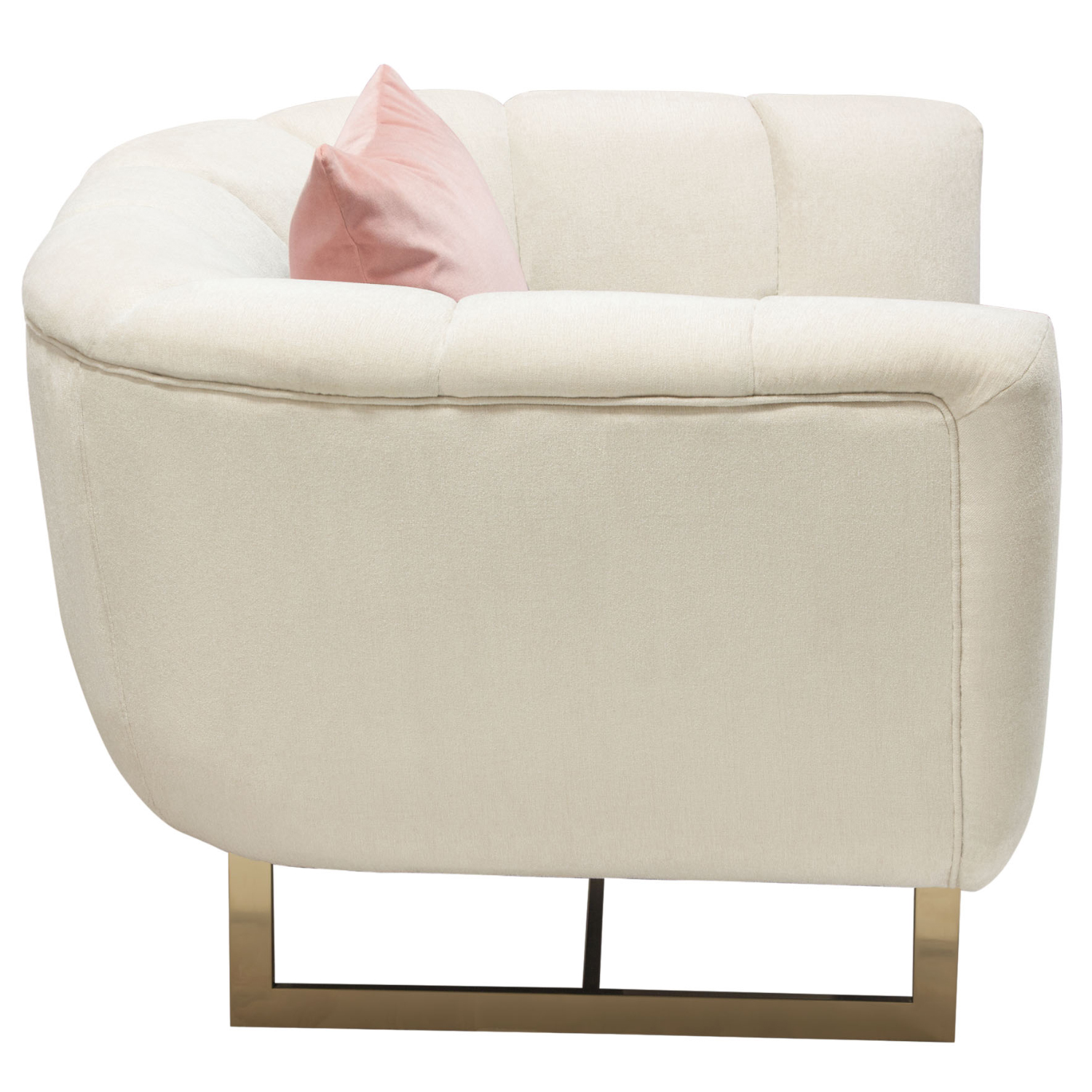 Diamond Sofa - Venus Fabric Chair with Contrasting Pillows & Gold Finished Metal Base in Cream