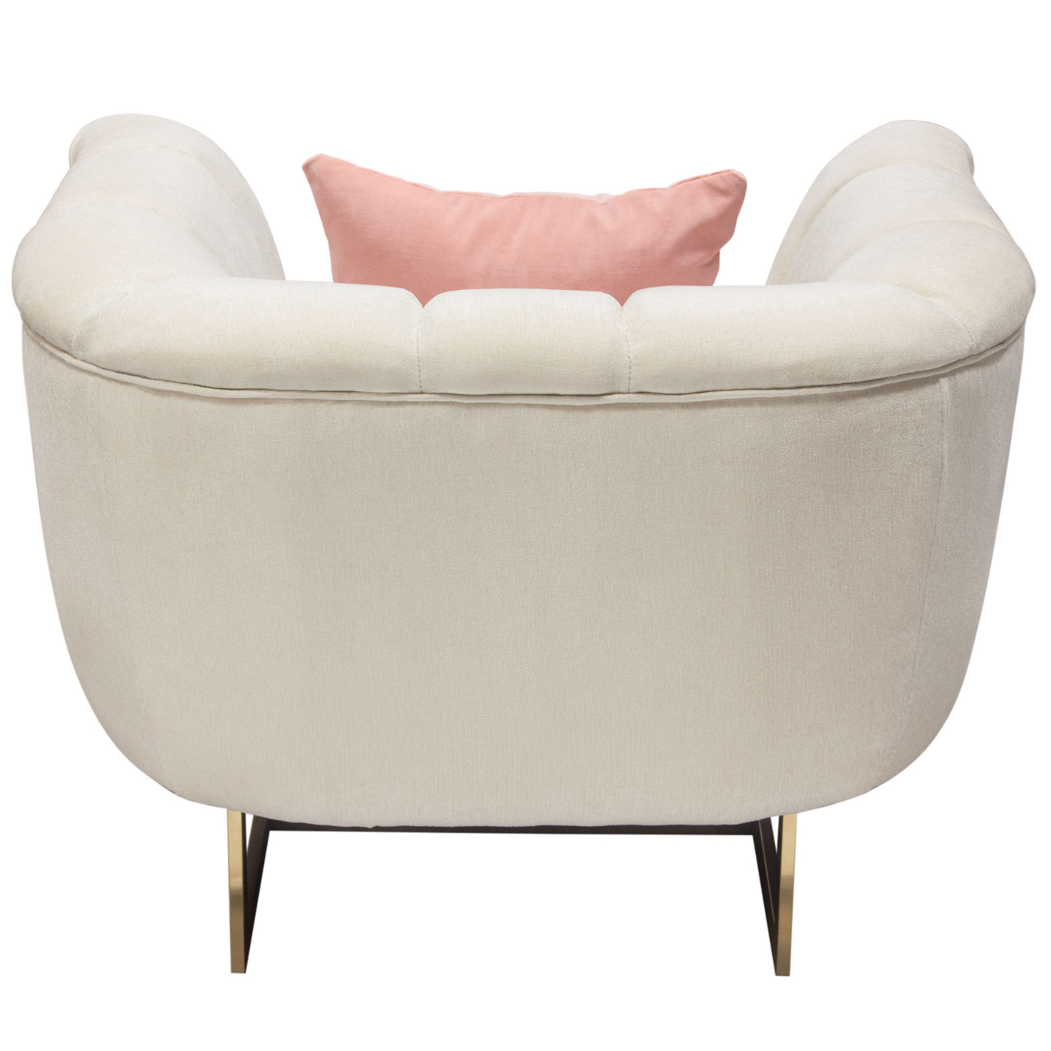 Diamond Sofa - Venus Fabric Chair with Contrasting Pillows & Gold Finished Metal Base in Cream