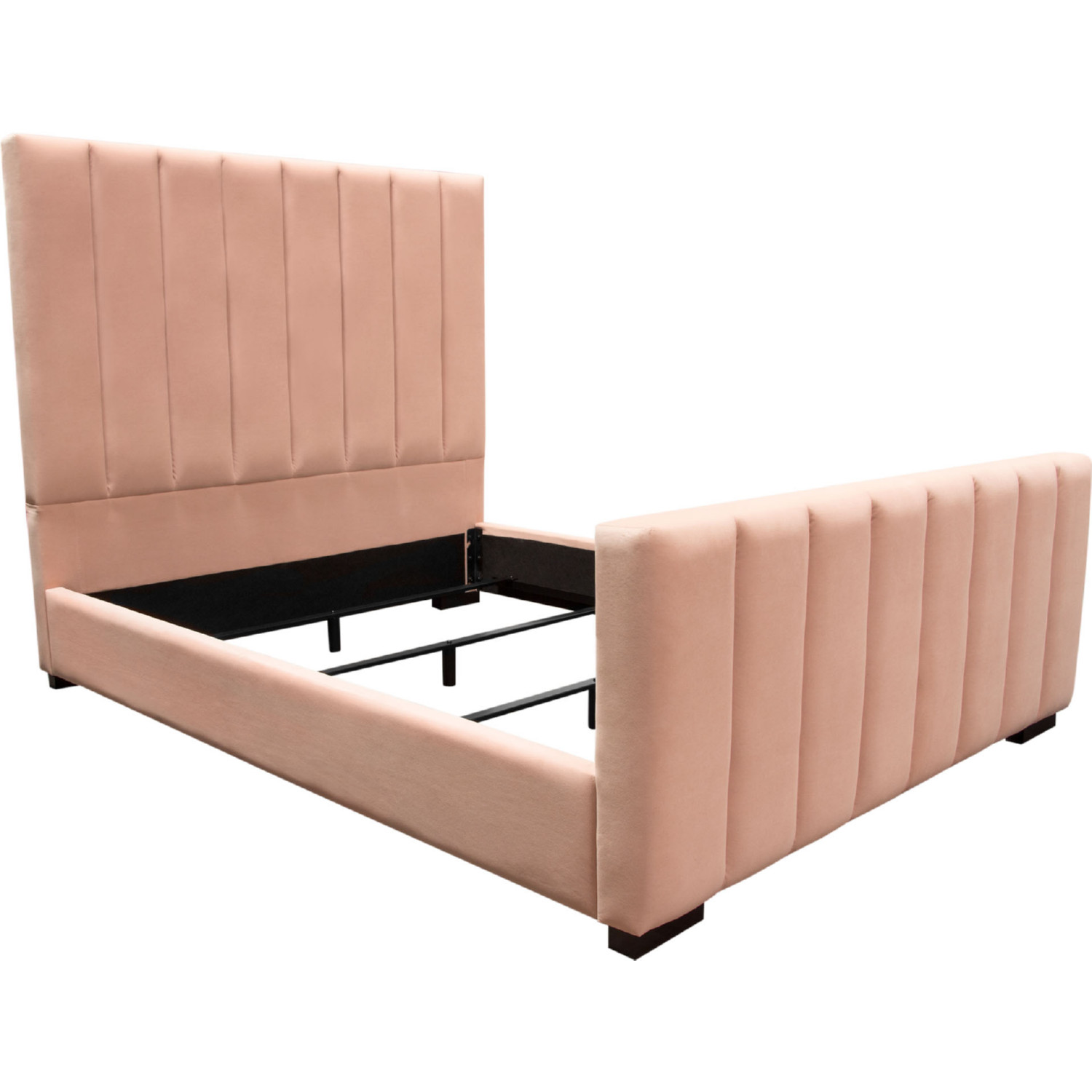 Diamond Sofa Venus Vertical Channel Velvet Tufted Eastern King Bed - Blush Pink