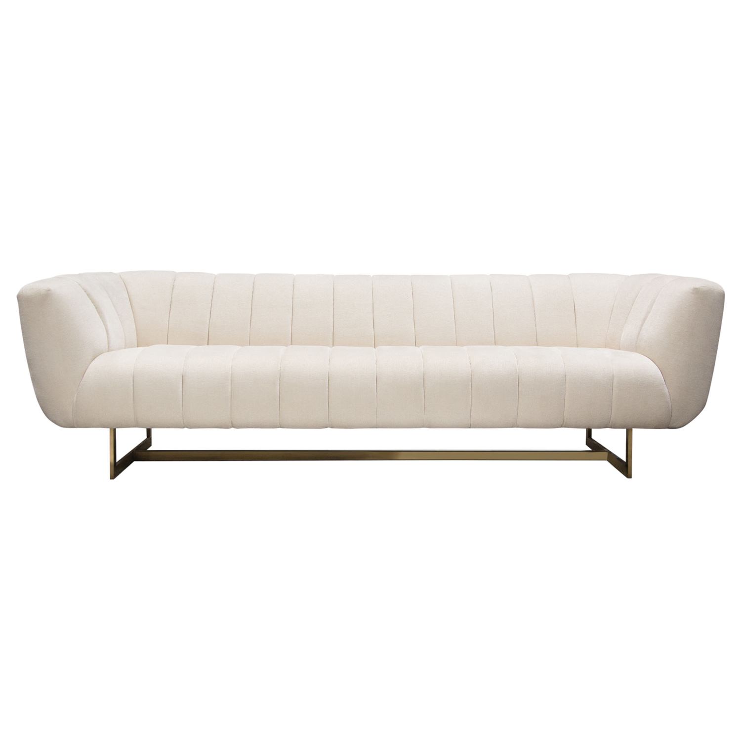 Diamond Sofa Venus Fabric Sofa with Contrasting Pillows & Gold Finished Metal Base - Cream