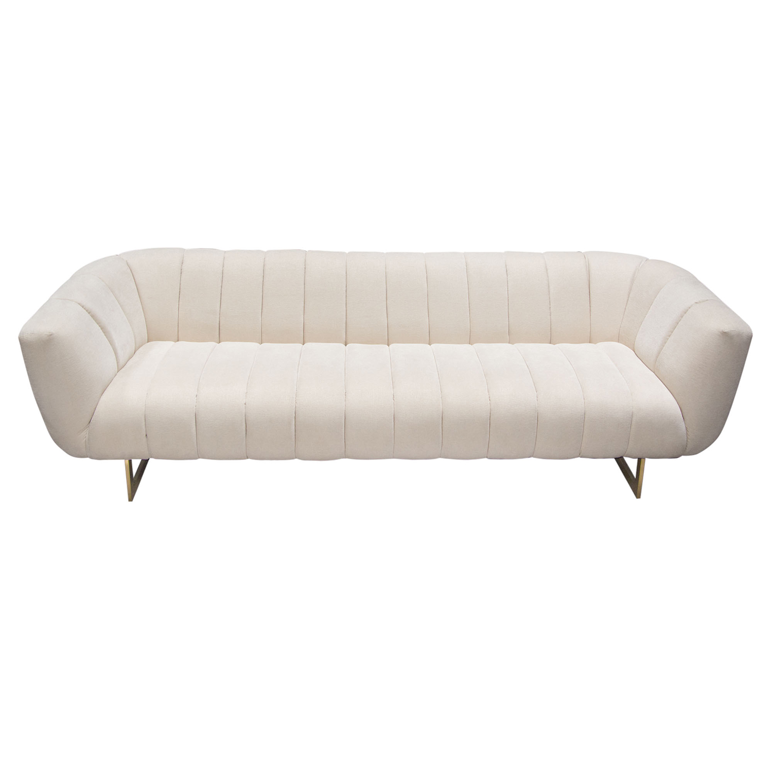 Diamond Sofa Venus Fabric Sofa with Contrasting Pillows & Gold Finished Metal Base - Cream