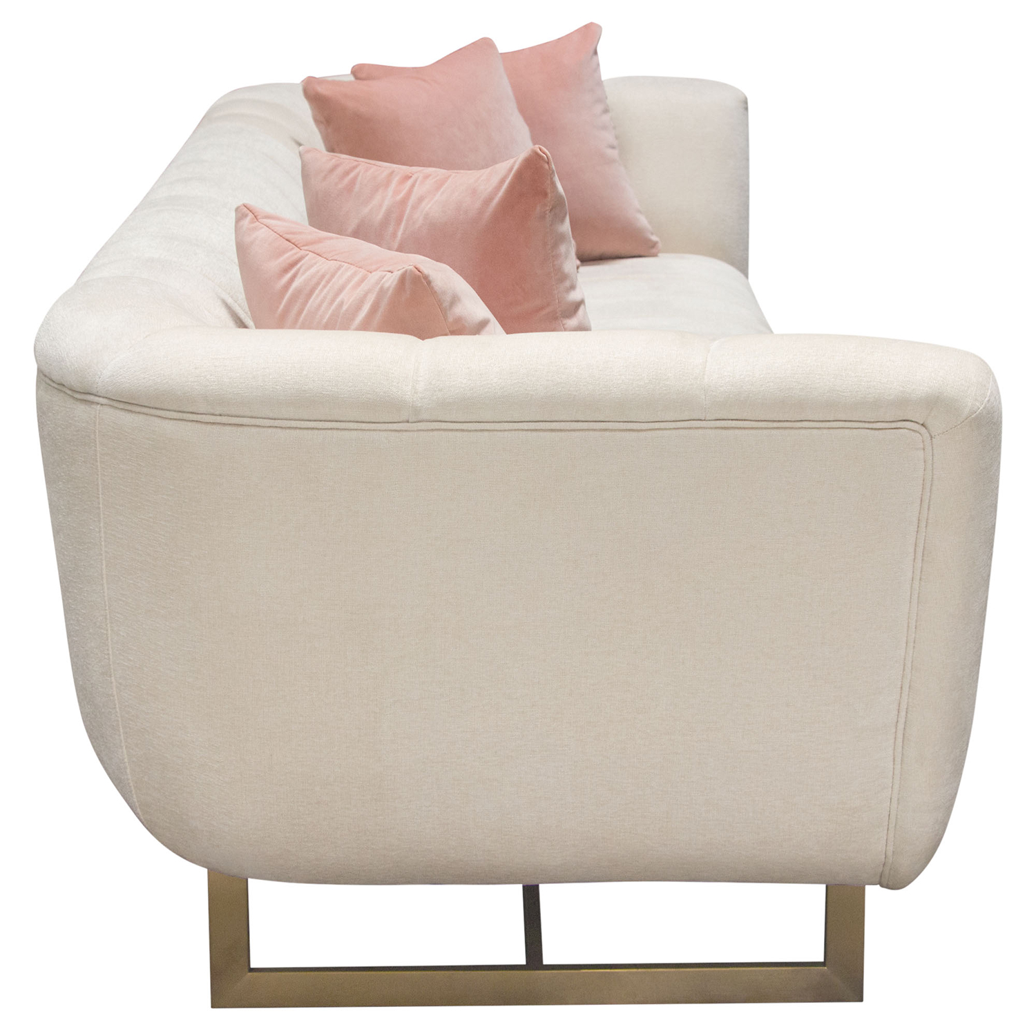 Diamond Sofa Venus Fabric Sofa with Contrasting Pillows & Gold Finished Metal Base - Cream