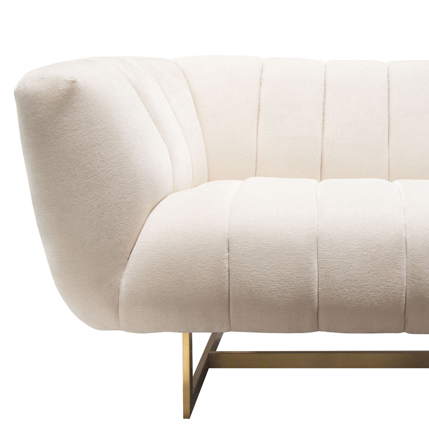 Diamond Sofa Venus Fabric Sofa with Contrasting Pillows & Gold Finished Metal Base - Cream