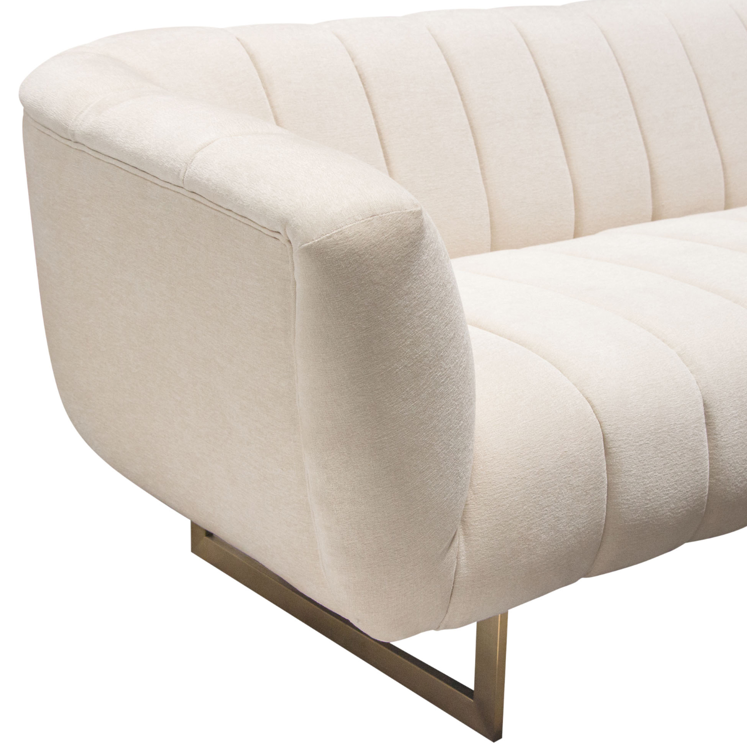 Diamond Sofa Venus Fabric Sofa with Contrasting Pillows & Gold Finished Metal Base - Cream