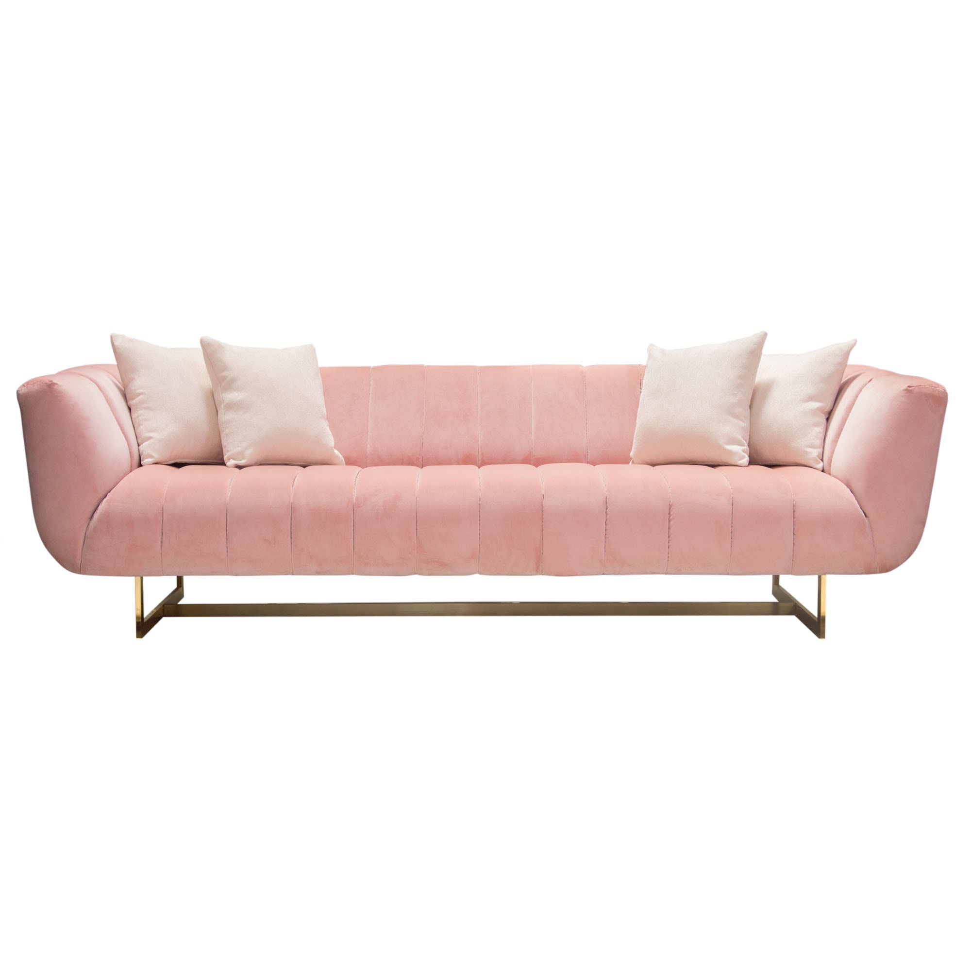 Diamond Sofa - Venus Fabric Sofa with Contrasting Pillows & Gold Finished Metal Base