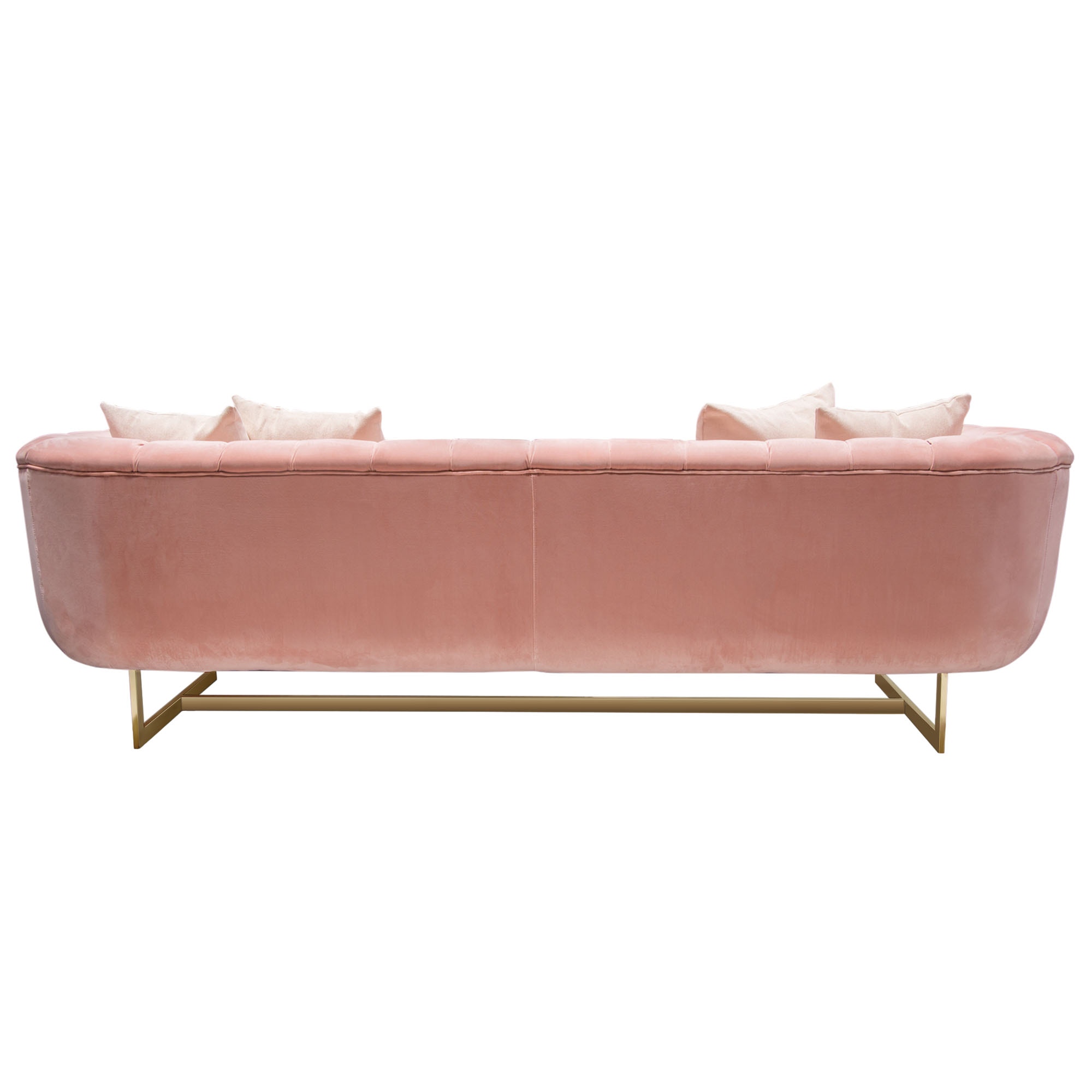 Diamond Sofa Venus Velvet Sofa with Contrasting Pillows & Gold Finished Metal Base - Blush Pink