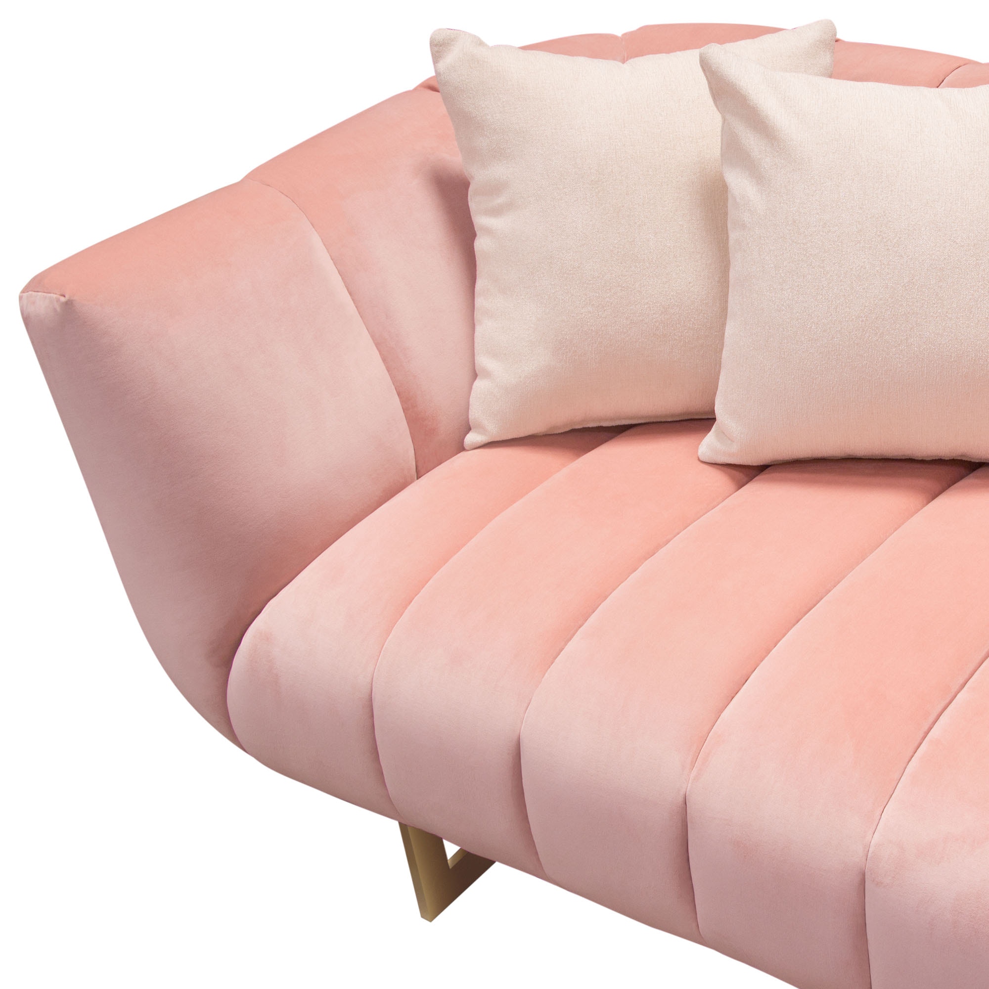 Diamond Sofa Venus Velvet Sofa with Contrasting Pillows & Gold Finished Metal Base - Blush Pink