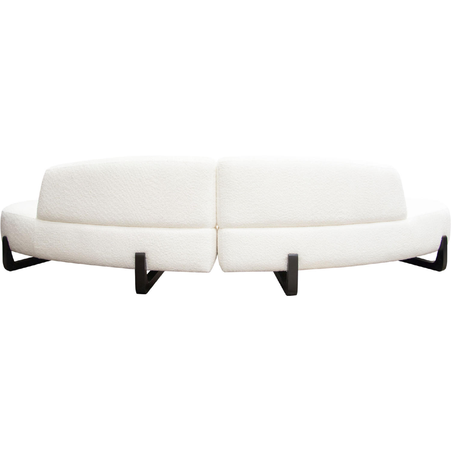 Diamond Sofa Vesper 2PC Faux Shearling Modular Curved Armless Chaise with Black Wood Leg Base - White