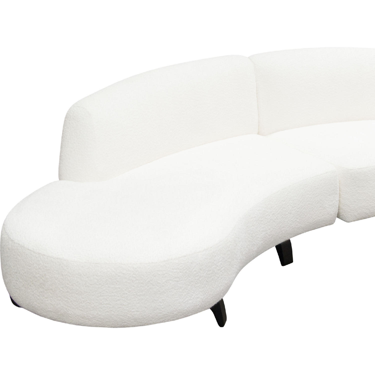 Diamond Sofa Vesper 2PC Faux Shearling Modular Curved Armless Chaise with Black Wood Leg Base - White