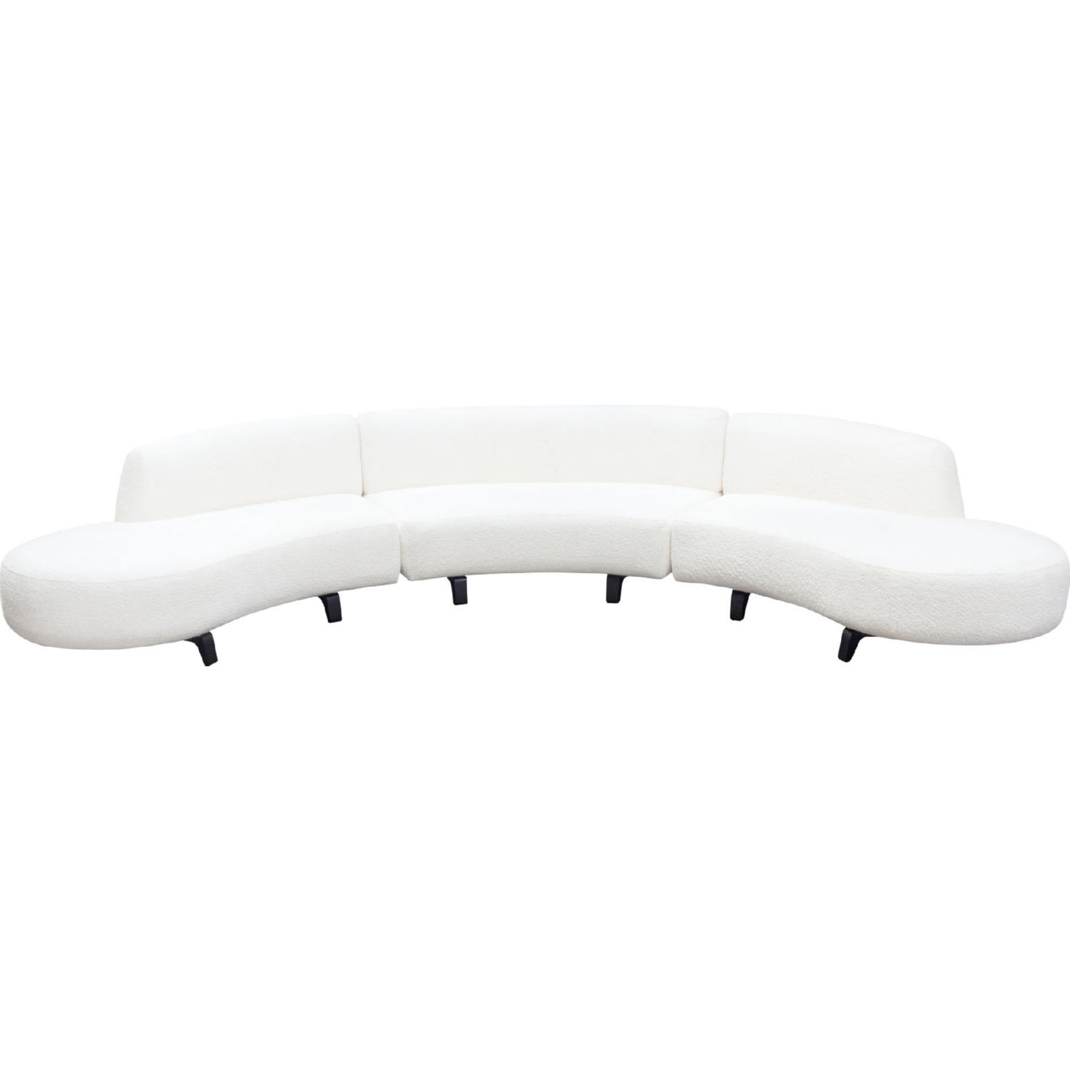 Diamond Sofa - Vesper Faux Shearling Modular Curved Armless Sofa & Chaise with Black Wood Leg Base