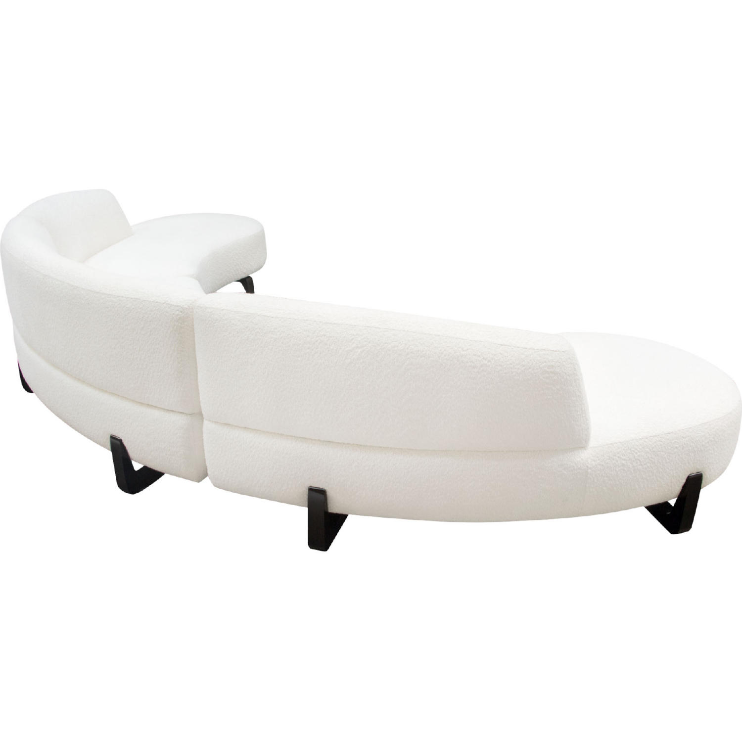 Diamond Sofa Vesper 3PC Faux Shearling Modular Curved Armless Sofa & (2) Chaise with Black Wood Leg Base - White