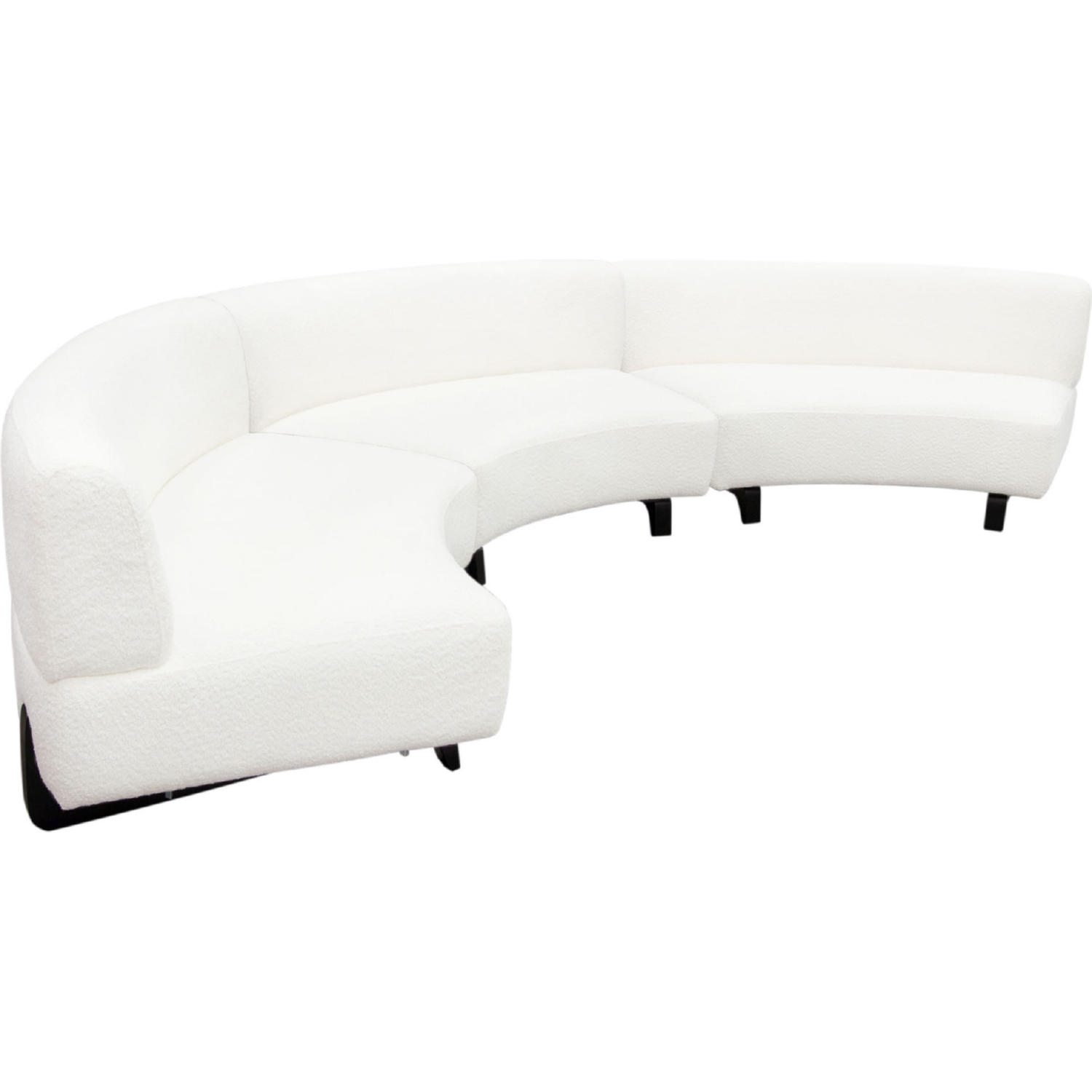 Diamond Sofa - Vesper 3PC Faux Shearling Modular Curved Armless Sofa with Black Wood Leg Base in White