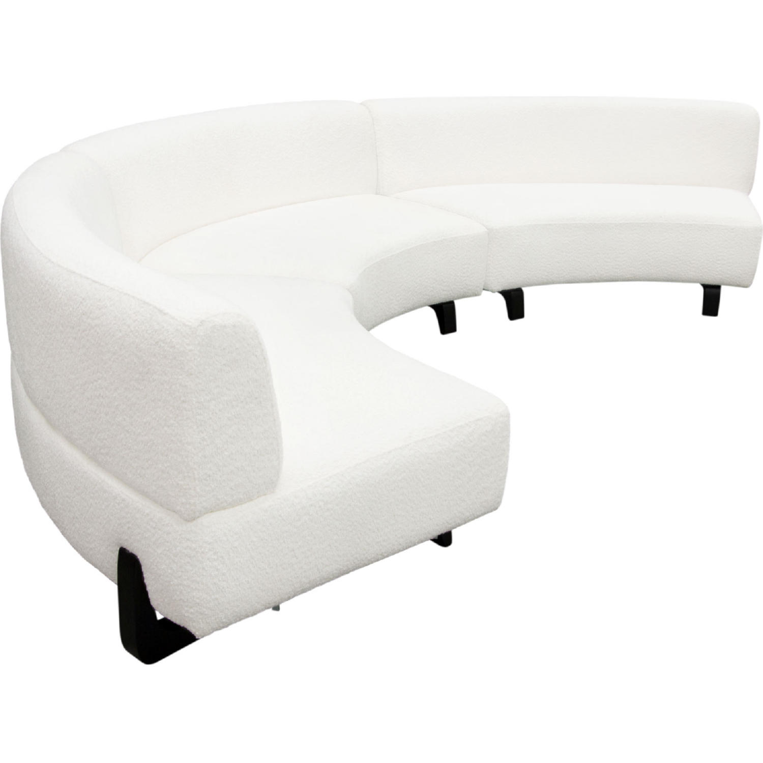 Diamond Sofa - Vesper 3PC Faux Shearling Modular Curved Armless Sofa with Black Wood Leg Base in White