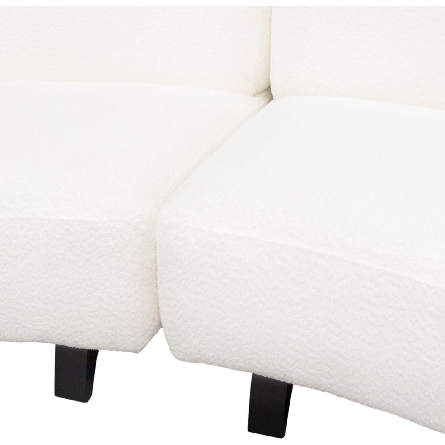 Diamond Sofa - Vesper 3PC Faux Shearling Modular Curved Armless Sofa with Black Wood Leg Base in White