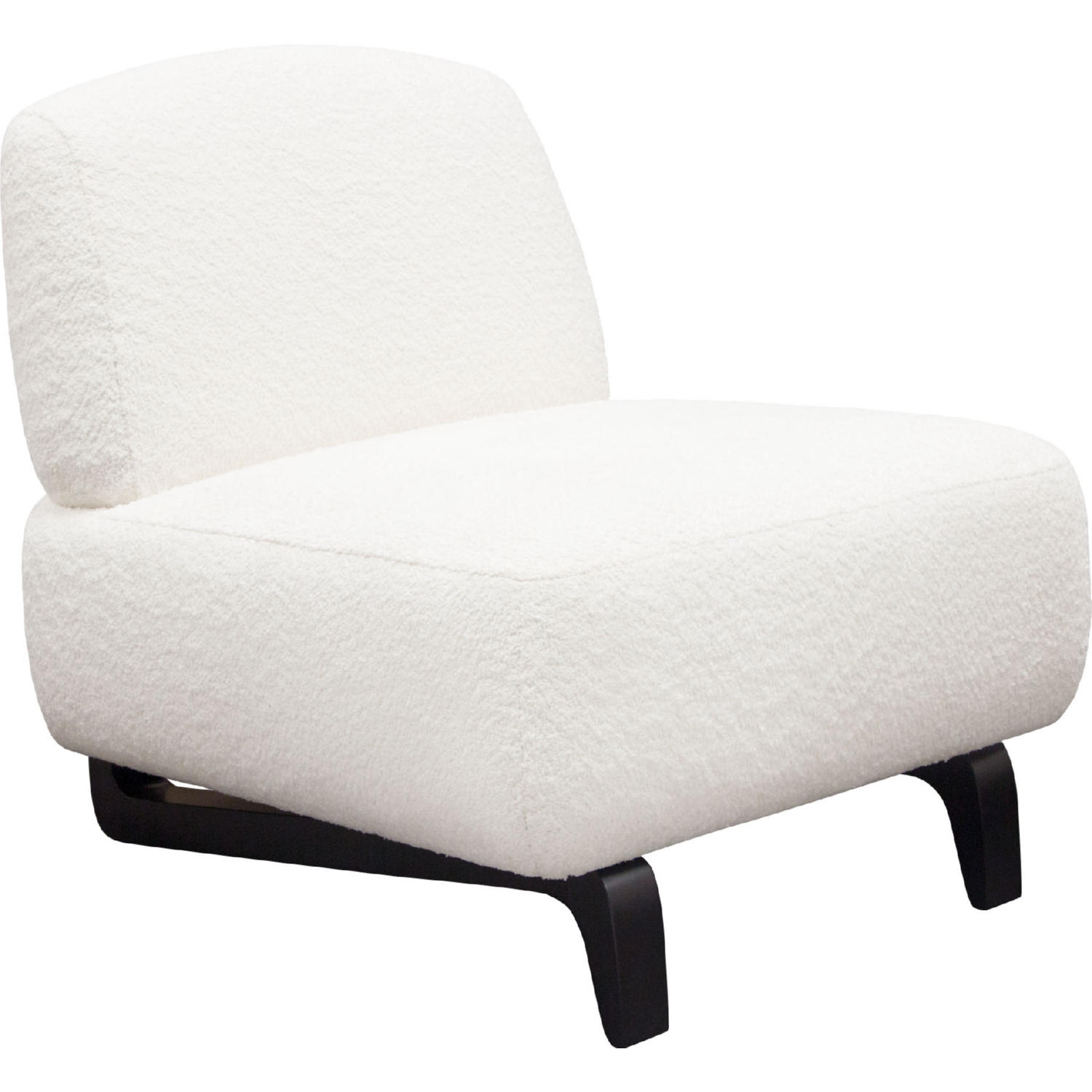 Diamond Sofa™ Vesper Faux Shearling Armless Chair with Black Wood Leg Base - White