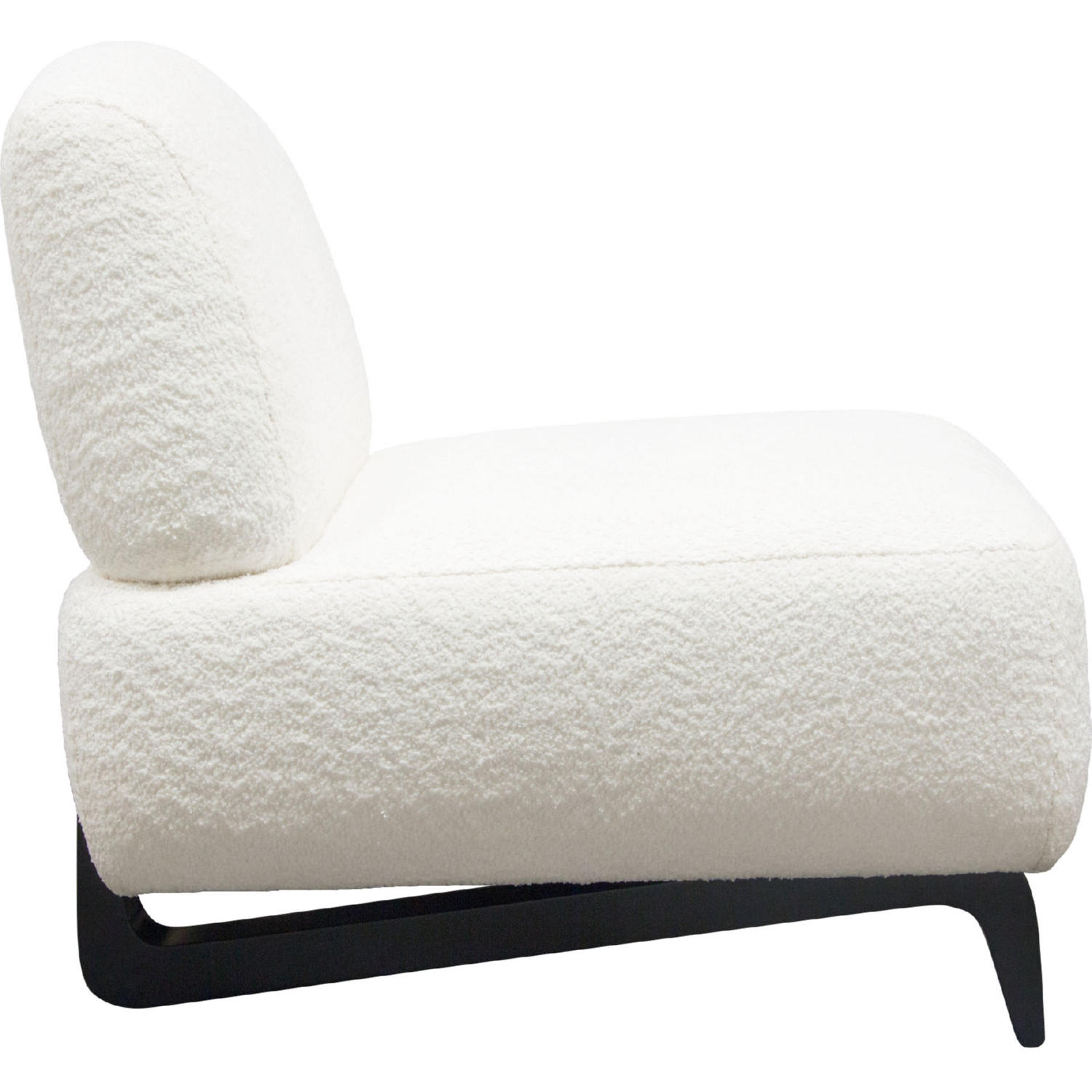 Diamond Sofa™ Vesper Faux Shearling Armless Chair with Black Wood Leg Base - White