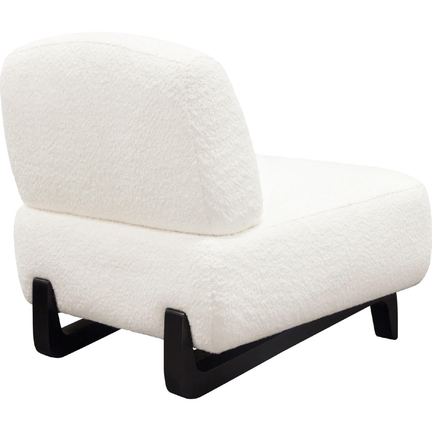 Diamond Sofa™ Vesper Faux Shearling Armless Chair with Black Wood Leg Base - White