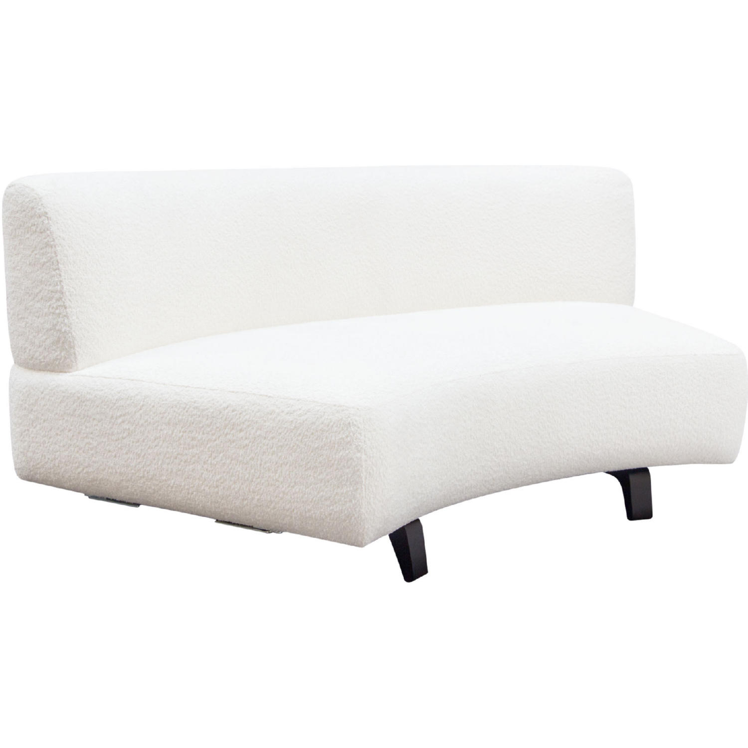 Diamond Sofa Vesper Faux Shearling Curved Armless Sofa with Black Wood Leg Base - White