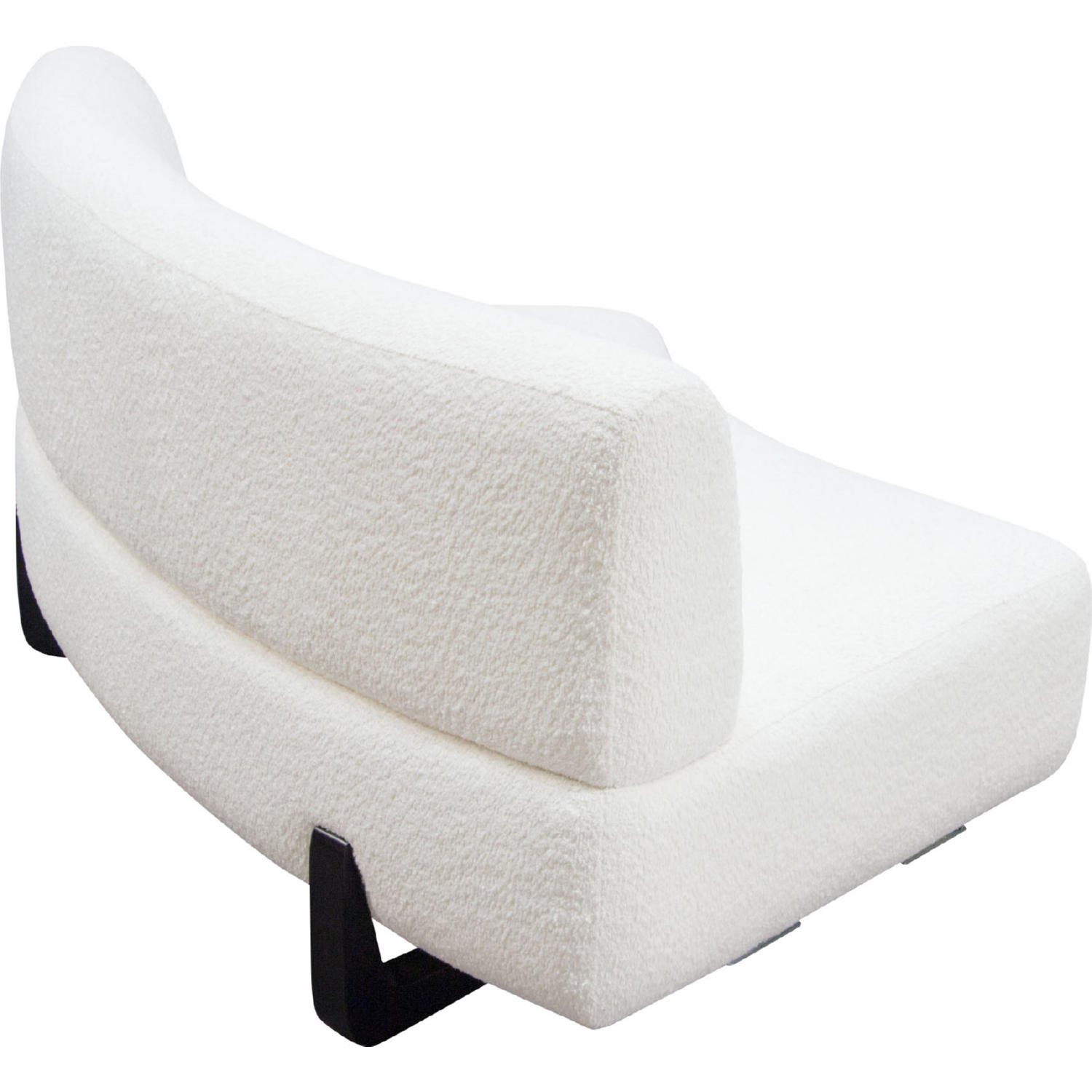 Diamond Sofa Vesper Faux Shearling Curved Armless Sofa with Black Wood Leg Base - White