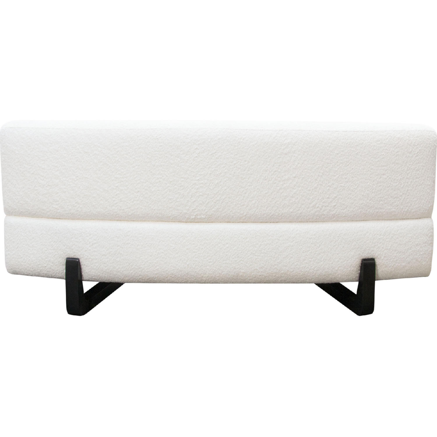 Diamond Sofa Vesper Faux Shearling Curved Armless Sofa with Black Wood Leg Base - White