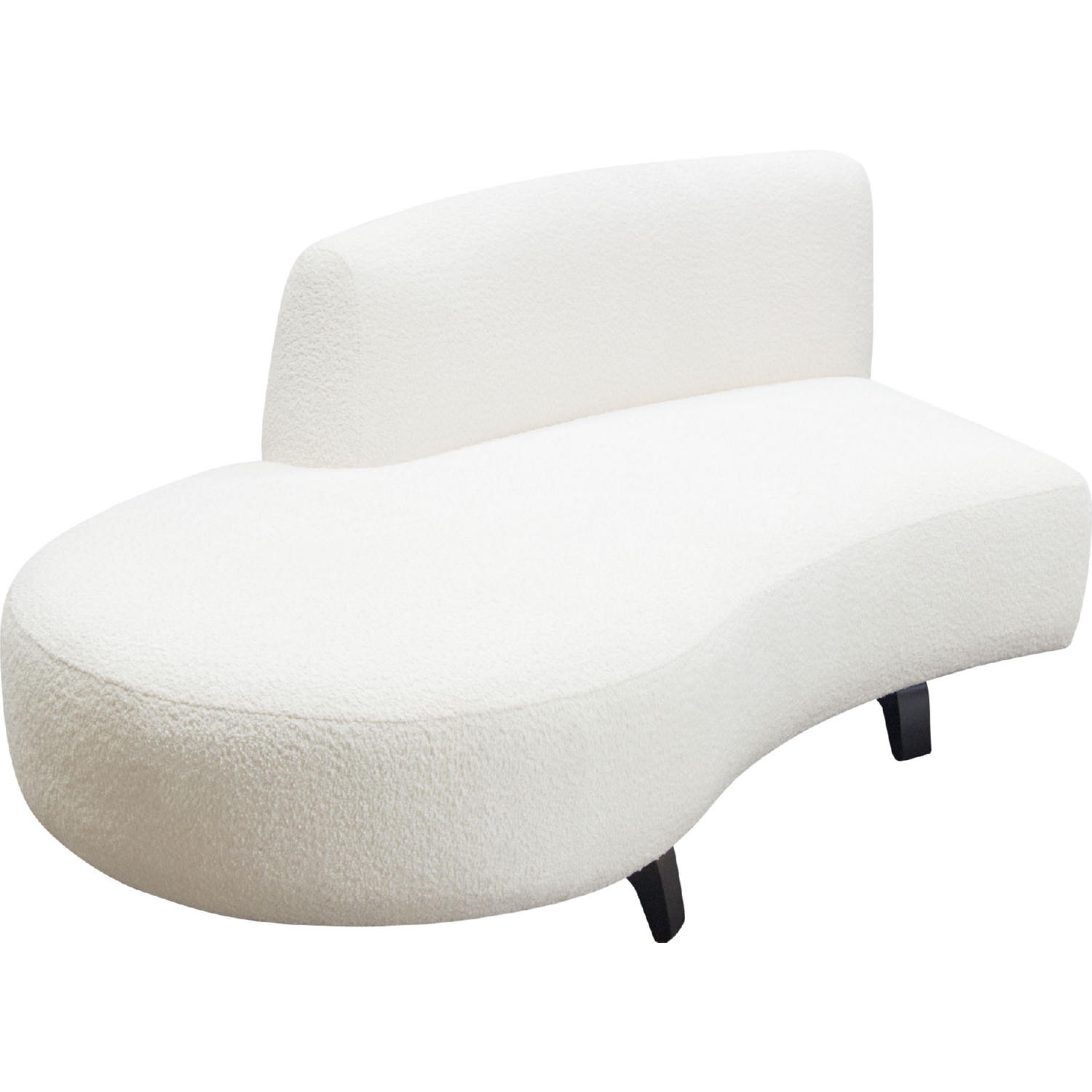 Diamond Sofa Vesper Faux Shearling Curved Armless Left Chaise with Black Wood Leg Base - White