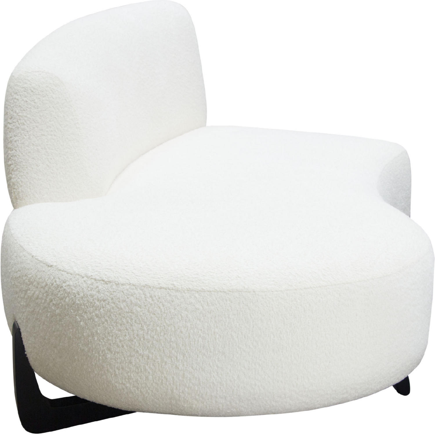 Diamond Sofa Vesper Faux Shearling Curved Armless Left Chaise with Black Wood Leg Base - White