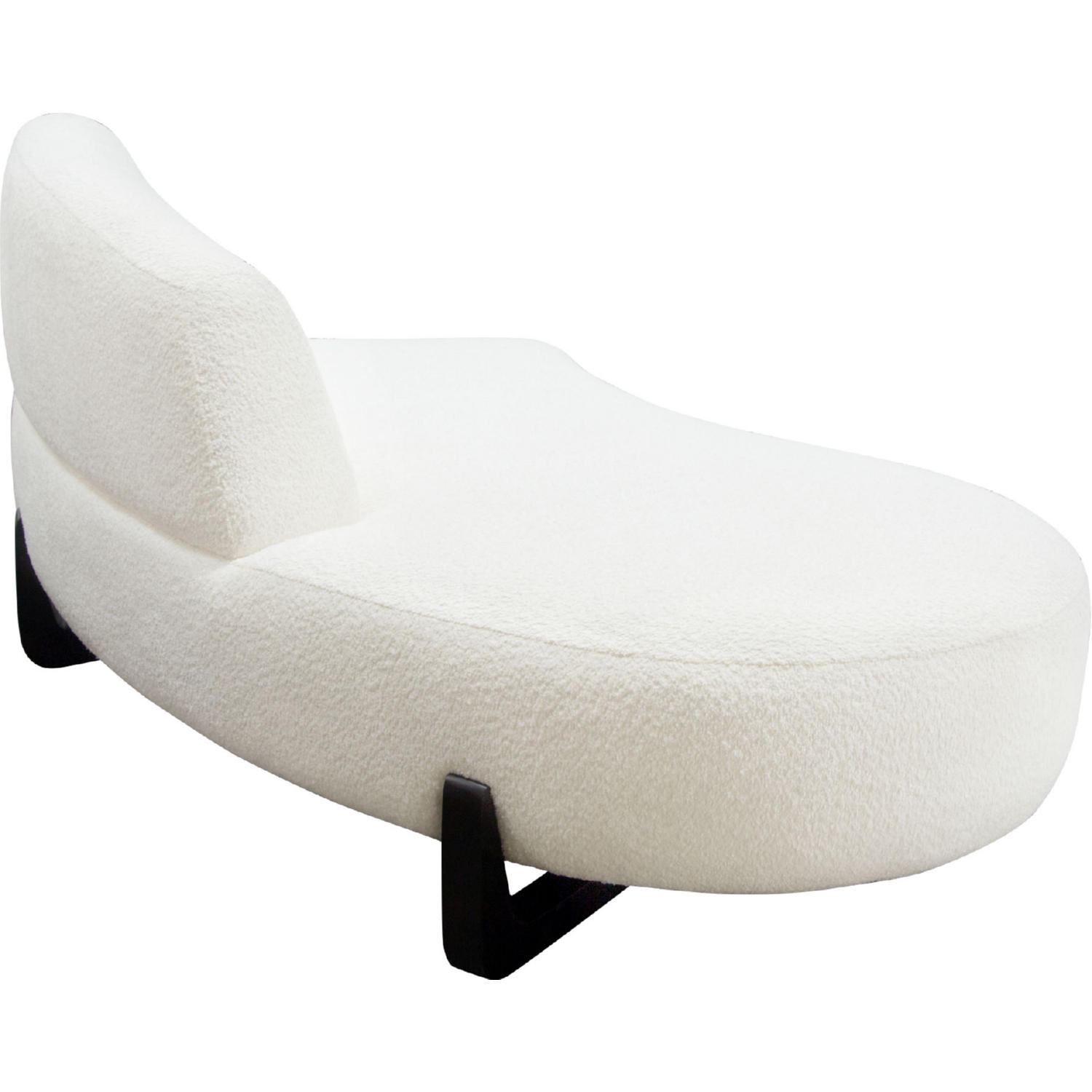 Diamond Sofa Vesper Faux Shearling Curved Armless Left Chaise with Black Wood Leg Base - White