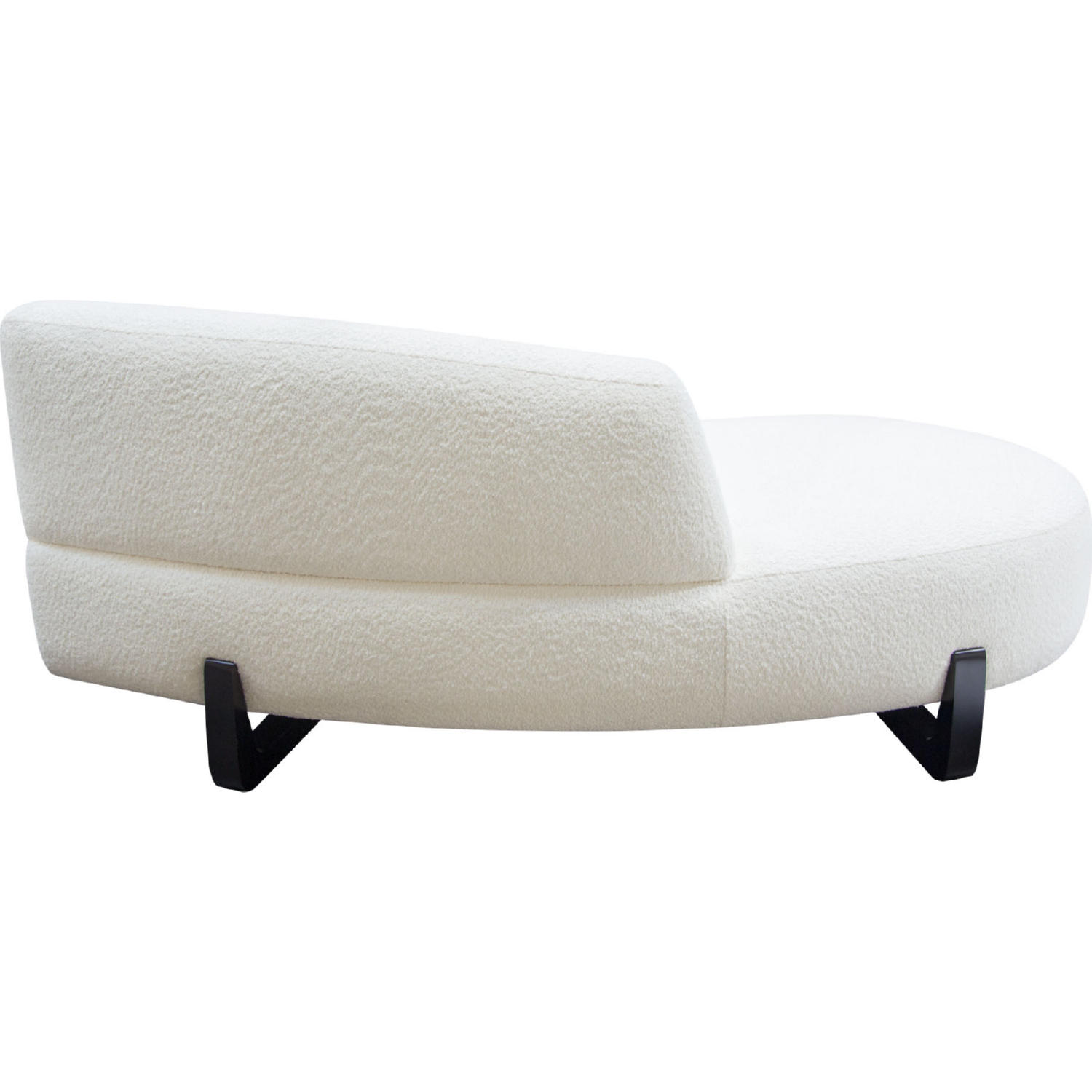 Diamond Sofa Vesper Faux Shearling Curved Armless Left Chaise with Black Wood Leg Base - White