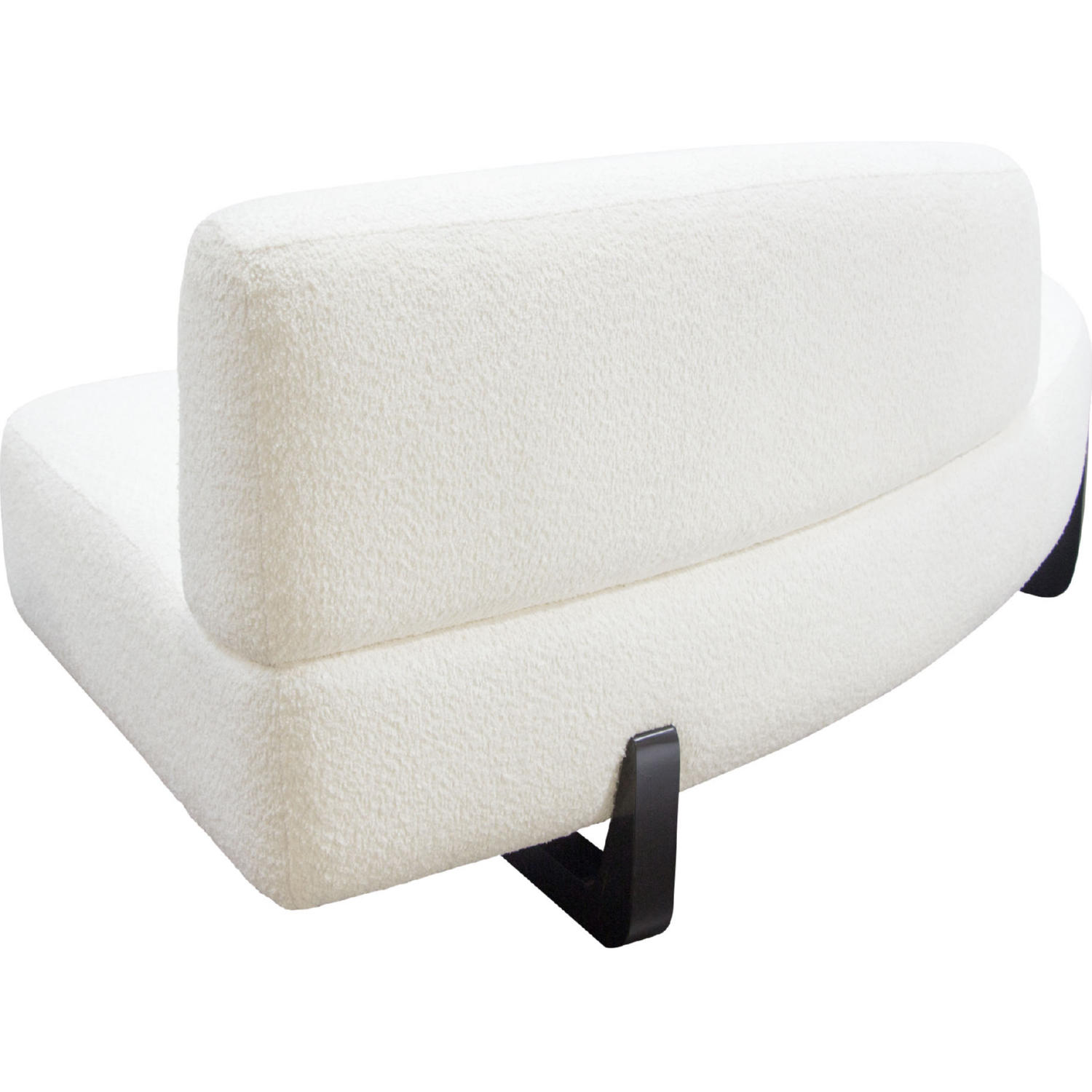 Diamond Sofa Vesper Faux Shearling Curved Armless Left Chaise with Black Wood Leg Base - White