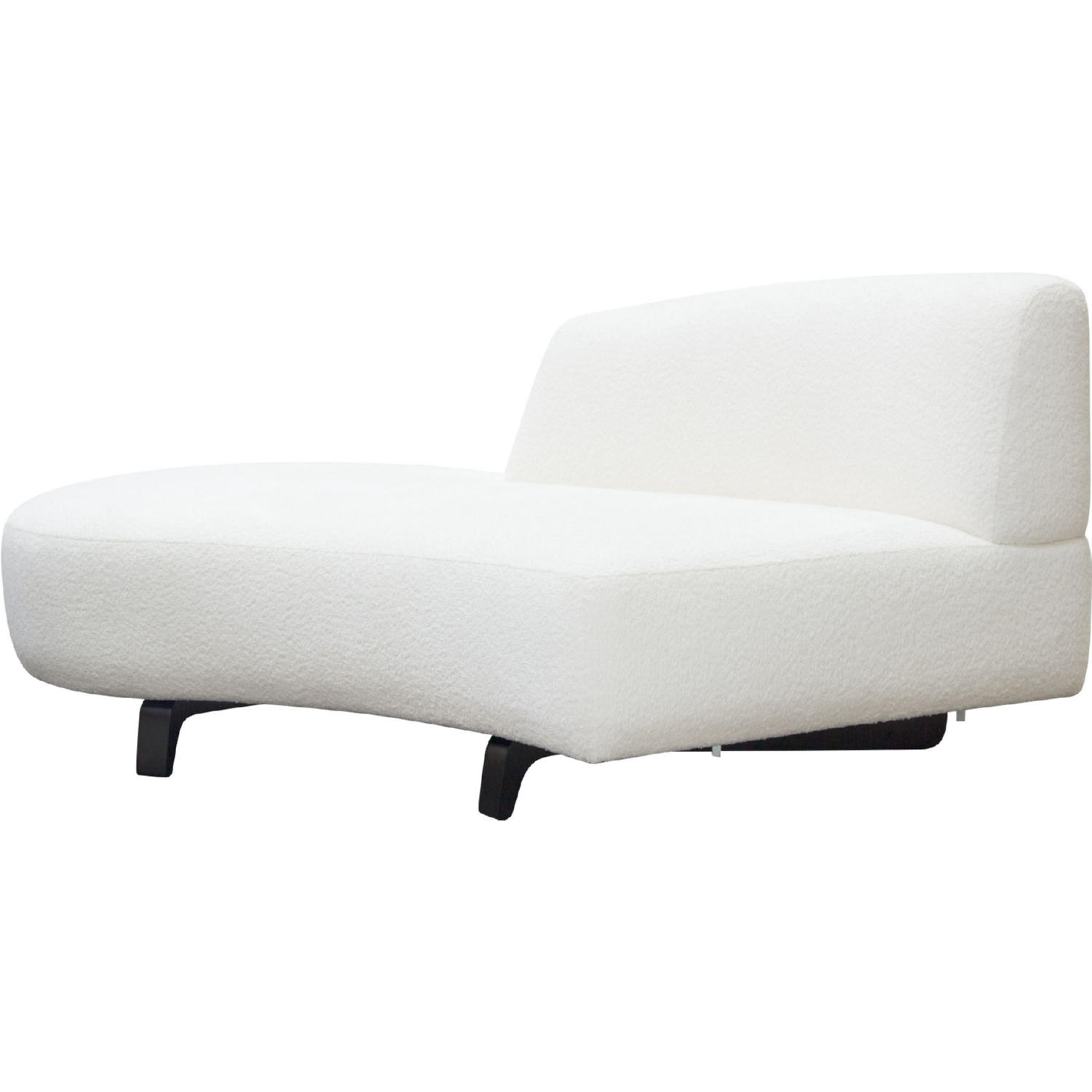 Diamond Sofa Vesper Faux Shearling Curved Armless Left Chaise with Black Wood Leg Base - White