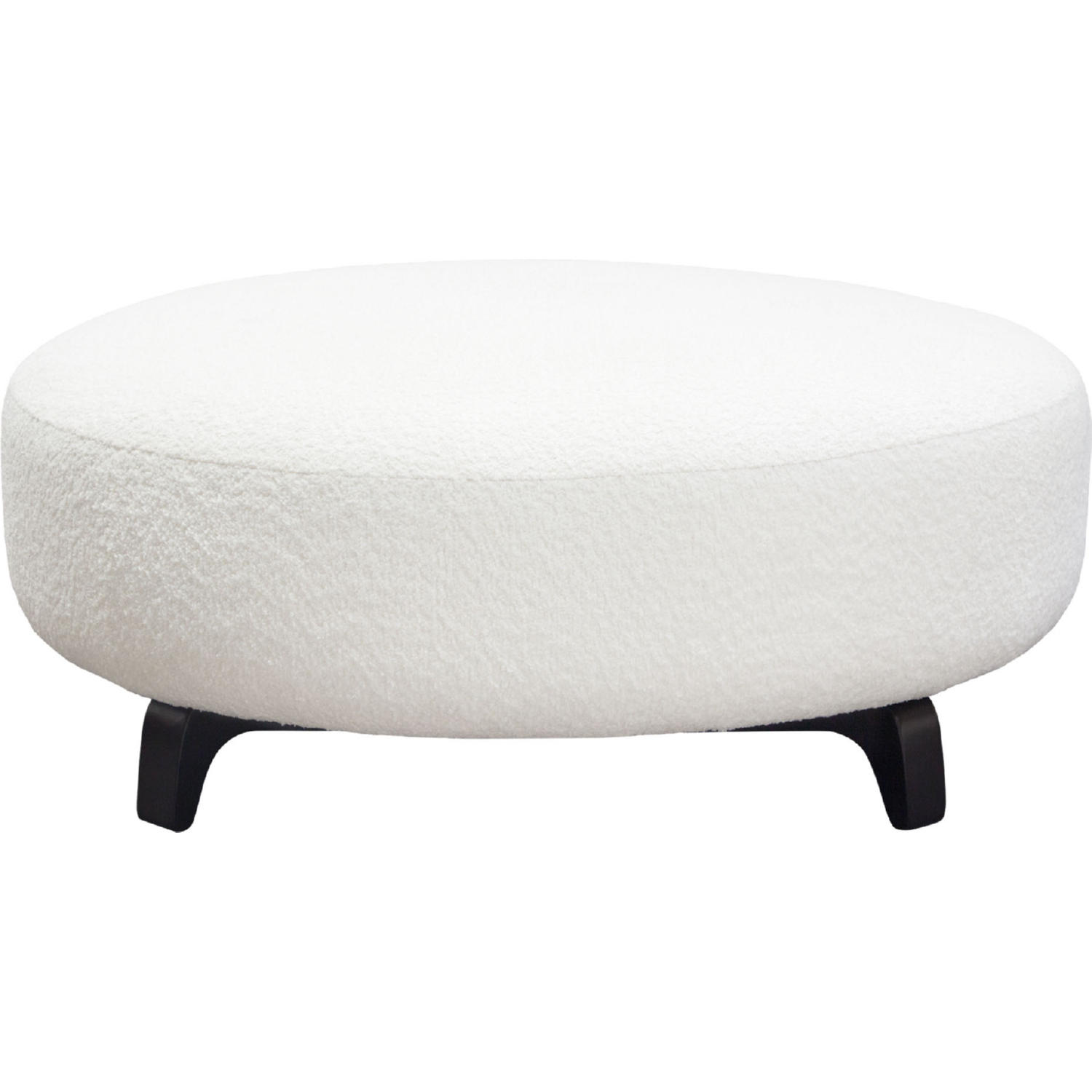 Diamond Sofa™ Vesper Faux Shearling Round Ottoman with Black Wood Leg Base - White