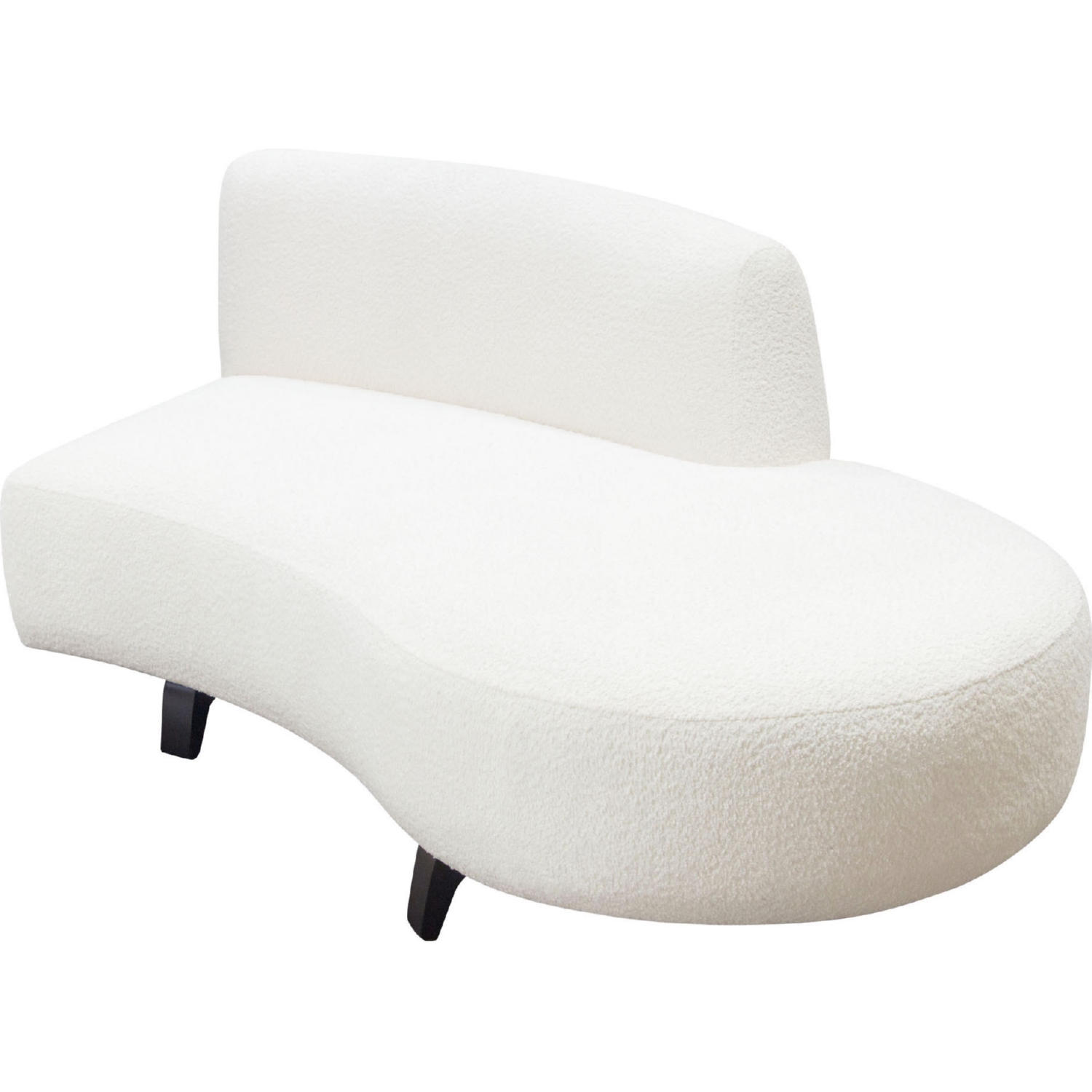 Diamond Sofa Vesper Faux Shearling Curved Armless Right Chaise with Black Wood Leg Base - White