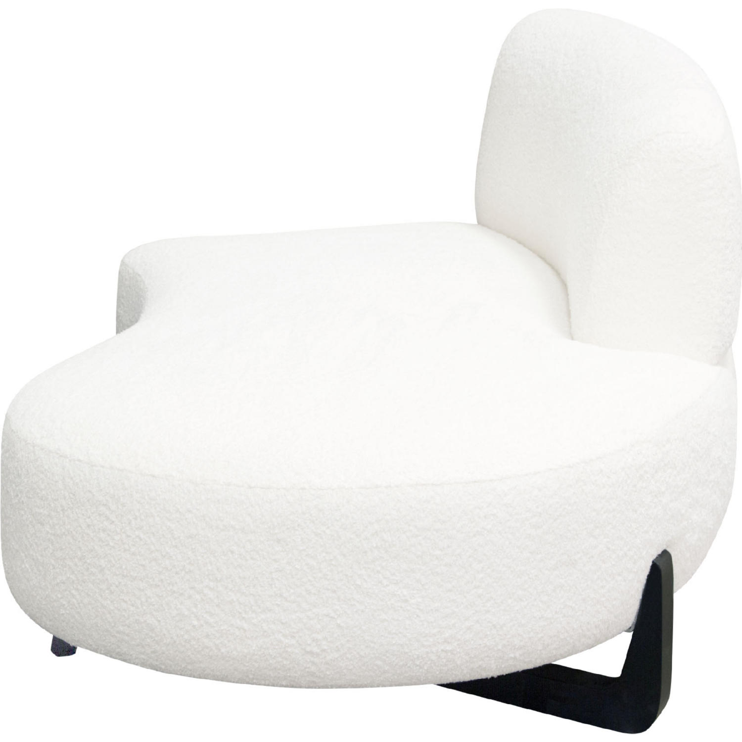 Diamond Sofa Vesper Faux Shearling Curved Armless Right Chaise with Black Wood Leg Base - White