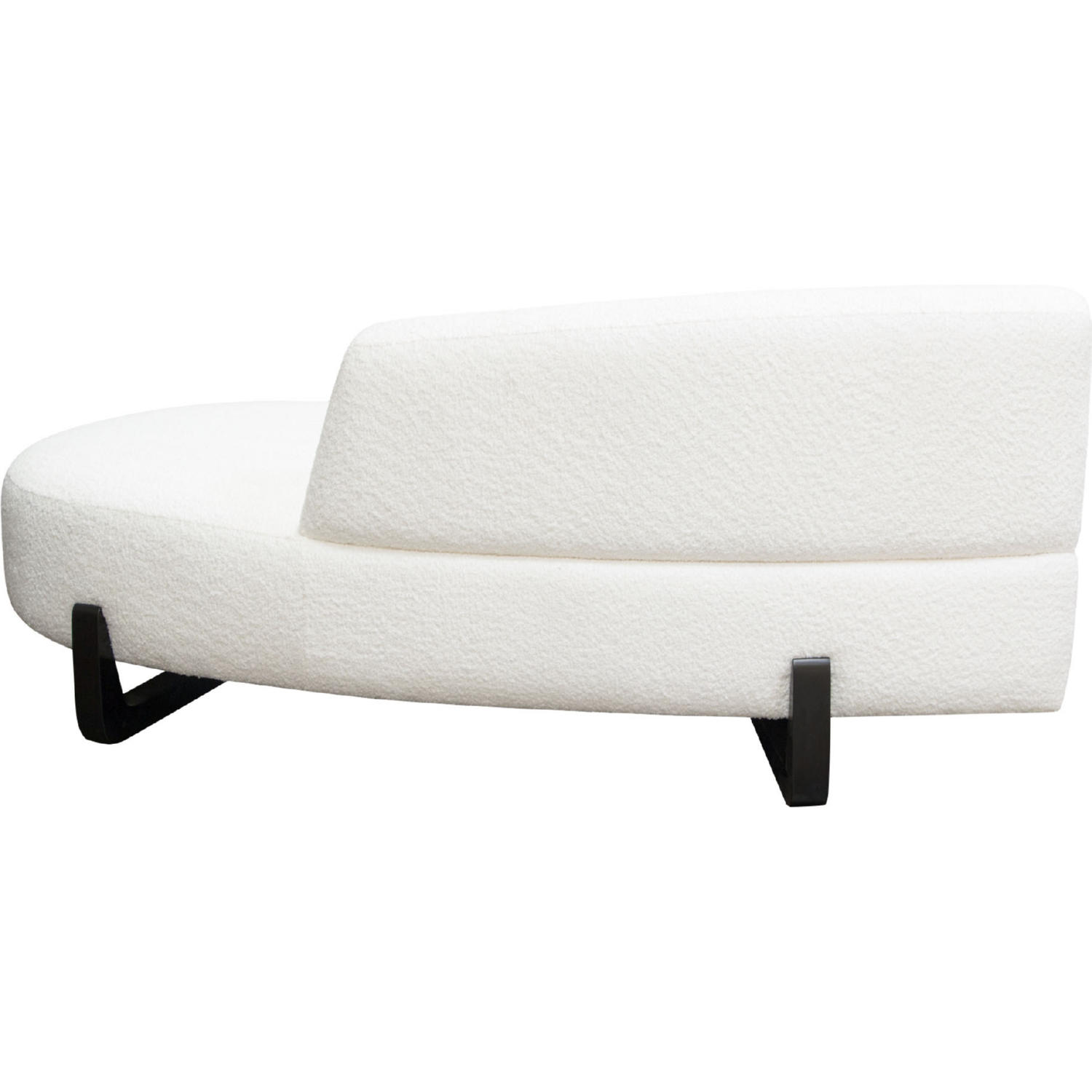 Diamond Sofa Vesper Faux Shearling Curved Armless Right Chaise with Black Wood Leg Base - White