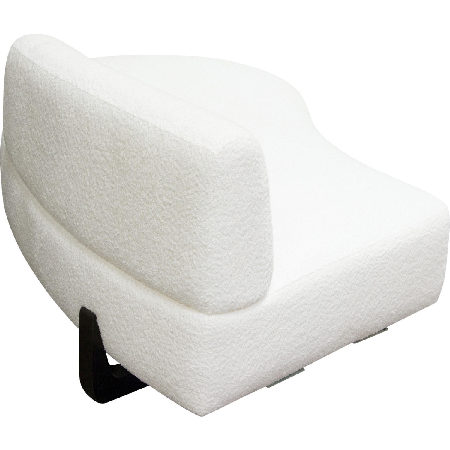 Diamond Sofa Vesper Faux Shearling Curved Armless Right Chaise with Black Wood Leg Base - White