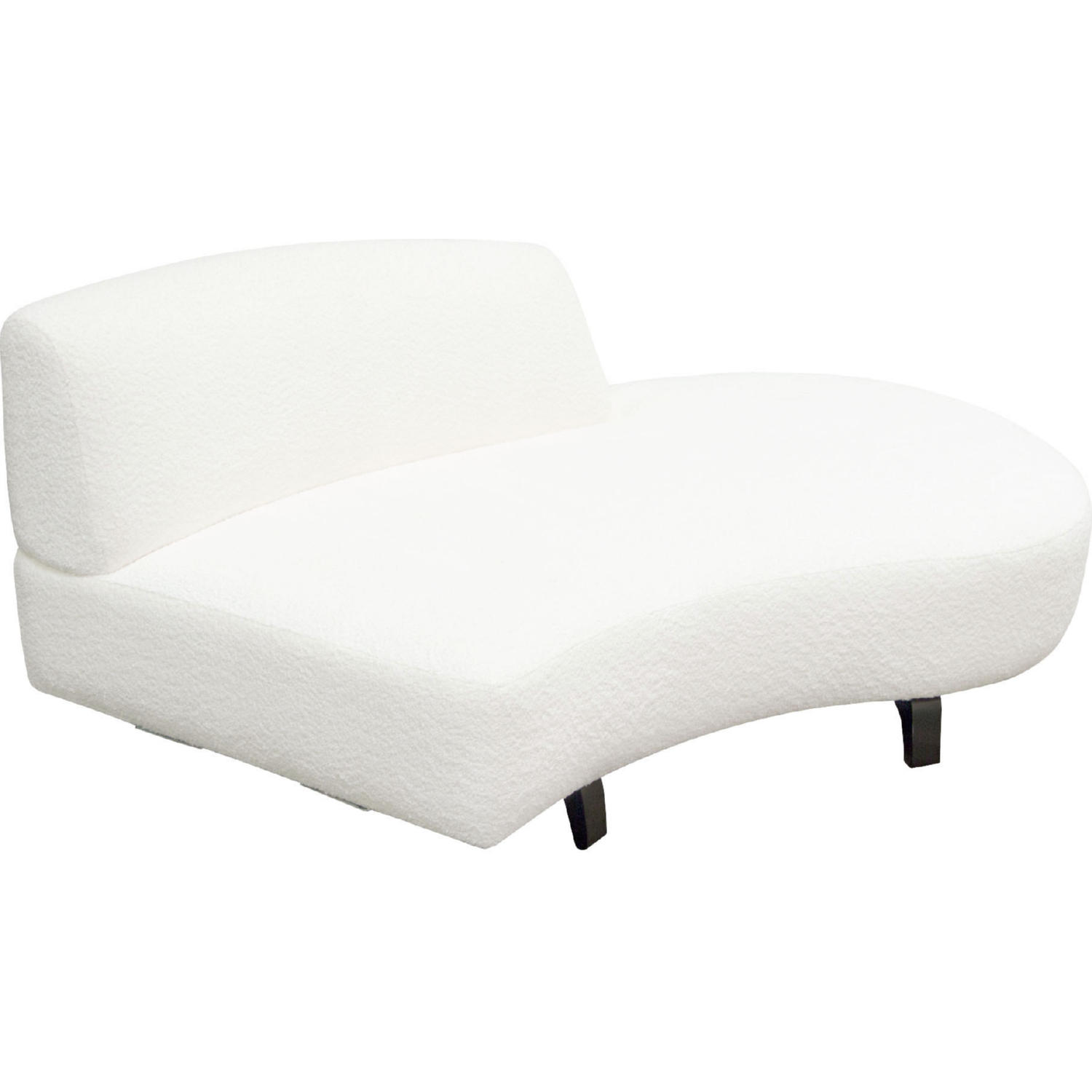 Diamond Sofa Vesper Faux Shearling Curved Armless Right Chaise with Black Wood Leg Base - White