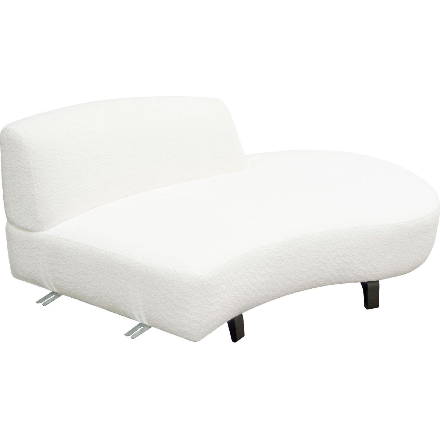 Diamond Sofa Vesper Faux Shearling Curved Armless Right Chaise with Black Wood Leg Base - White