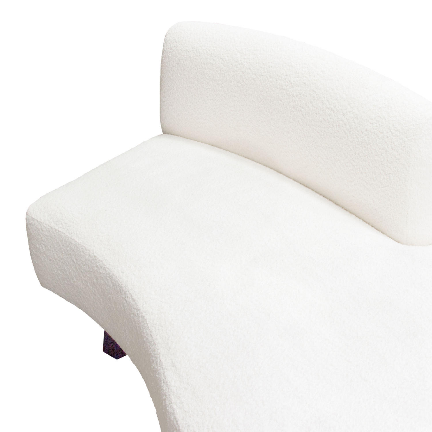 Diamond Sofa Vesper Faux Shearling Curved Armless Right Chaise with Black Wood Leg Base - White