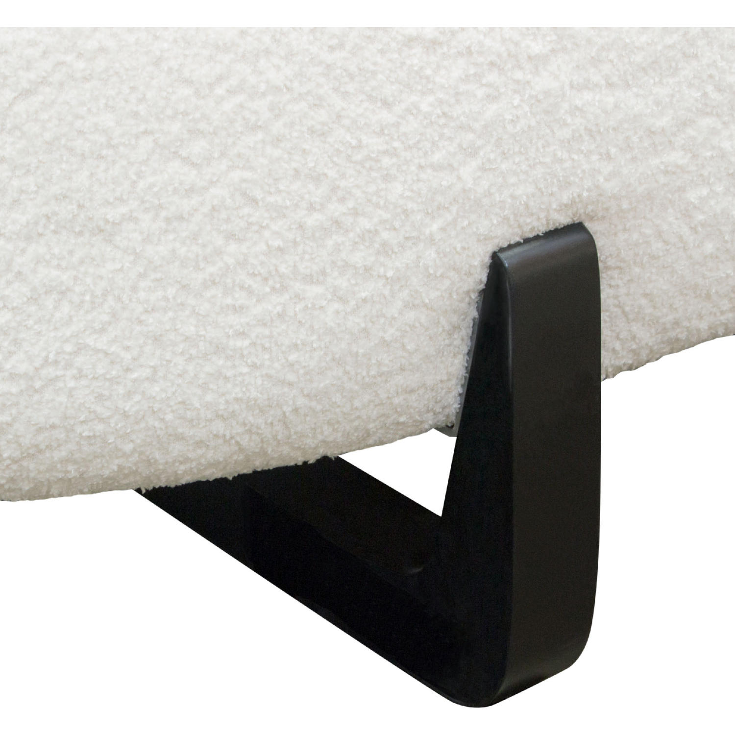 Diamond Sofa Vesper Faux Shearling Curved Armless Right Chaise with Black Wood Leg Base - White