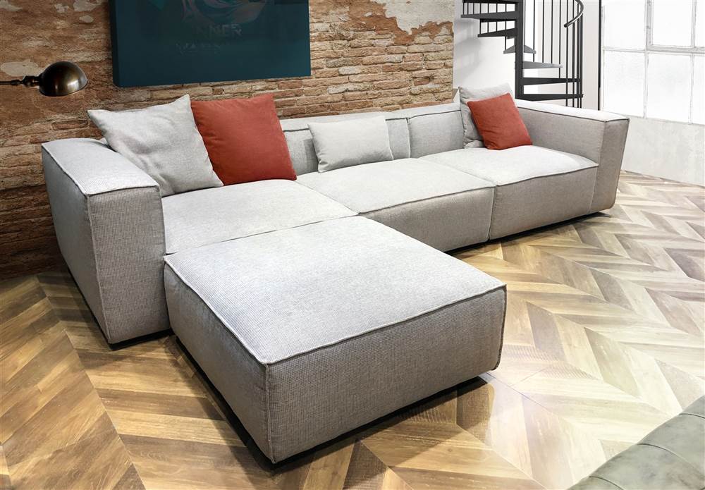 Diamond Sofa - Vice 4PC Fabric Modular Sectional with Ottoman in Barley