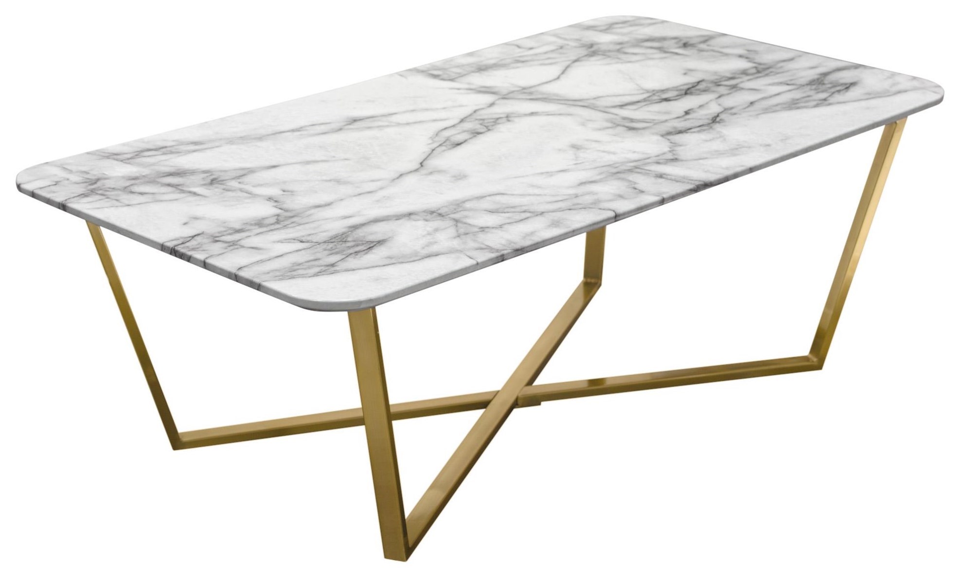 Diamond Sofa Vida Rectangle Cocktail Table with Faux Marble Top and Brushed Gold Metal Frame