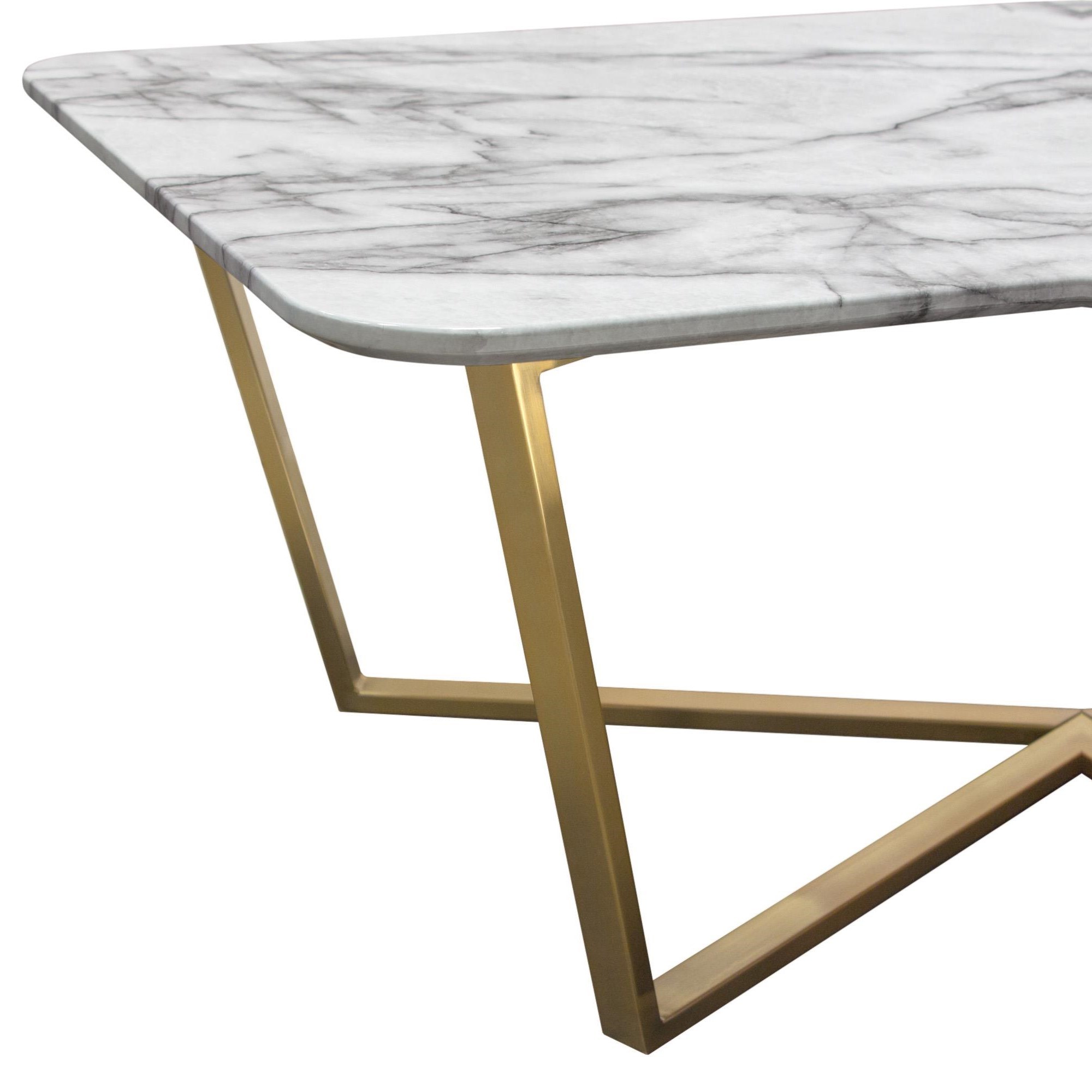 Diamond Sofa Vida Rectangle Cocktail Table with Faux Marble Top and Brushed Gold Metal Frame