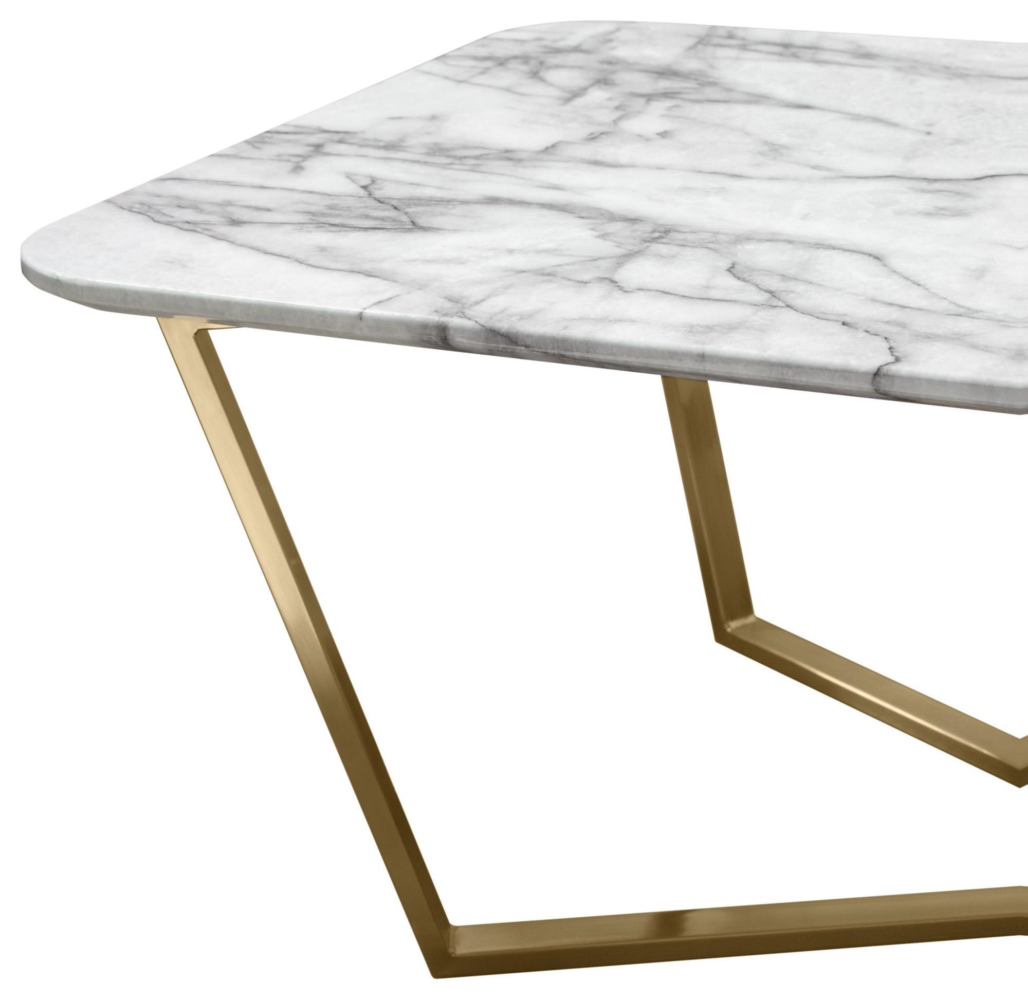 Diamond Sofa Vida Rectangle Cocktail Table with Faux Marble Top and Brushed Gold Metal Frame