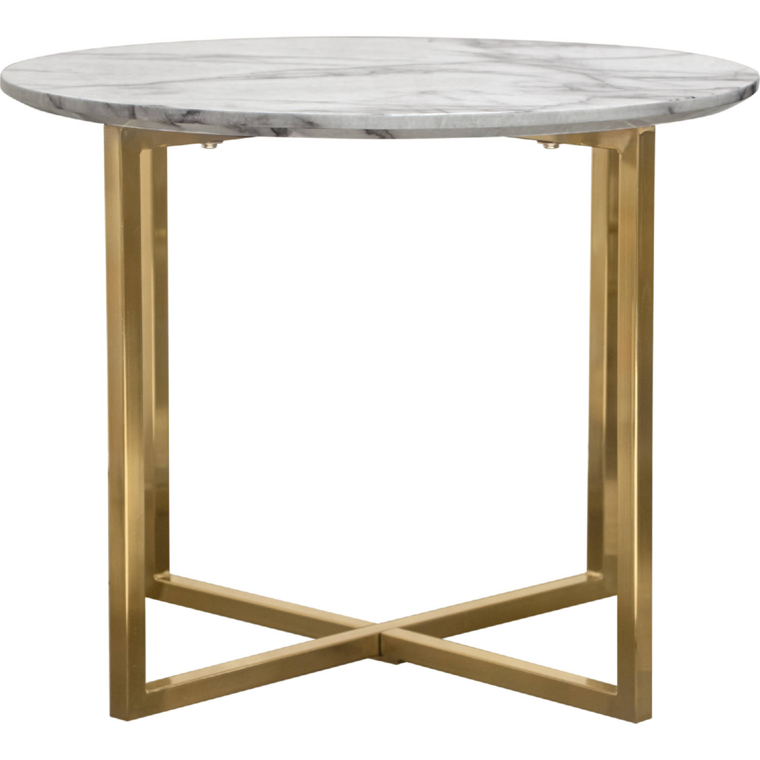 Diamond Sofa - Vida 24" Round End Table with Faux Marble Top and Brushed Gold Metal Frame