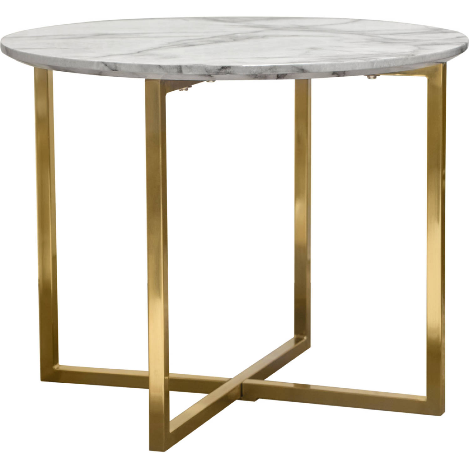 Diamond Sofa - Vida 24" Round End Table with Faux Marble Top and Brushed Gold Metal Frame